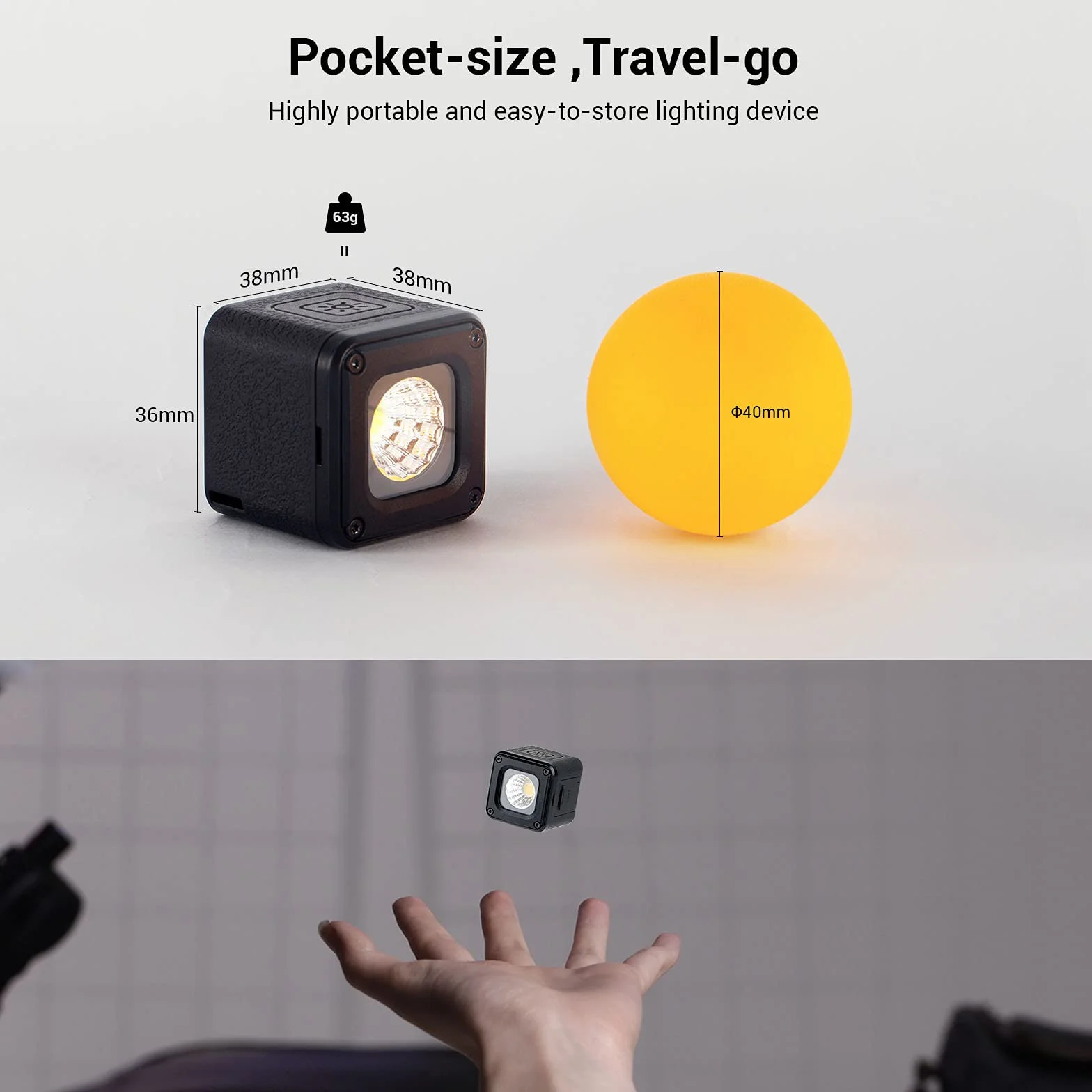 SMALLRIG RM01 Kit Luce Video LED (3 pz), Kit Luce Fotocamera Portatile Mini Cubo con 8 Filtri Colore, Luce Dimmerabile Fill Fotografia 5600K CRI95 per Smartphone, Action e Fotocamera DSLR - 3469
