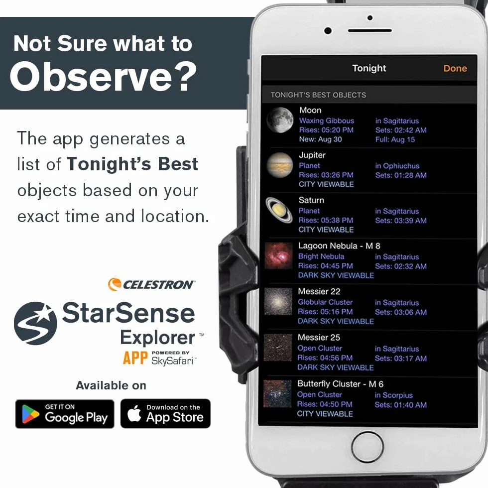 Celestron 22481 StarSense Explorer 130 mm Dobsoniano da tavolo Telescopio compatibile con app per smartphone Funziona con l'app StarSense – Compatibile con iOS/Android