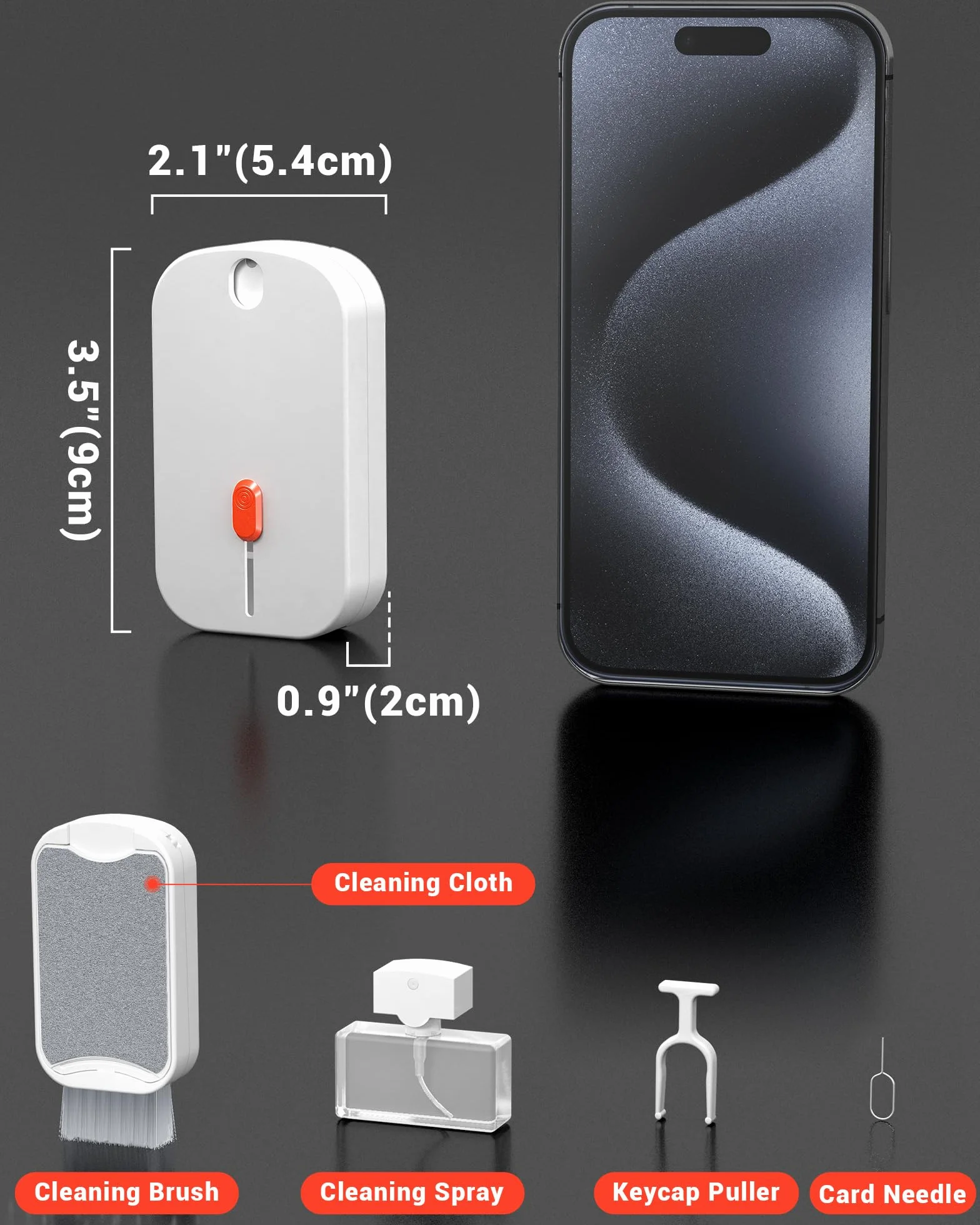 Kit per la pulizia dello schermo, per telefoni cellulari, computer portatili, iPad, monitor, pulisci schermo auto, spazzola per la pulizia della tastiera con estrattore per chiavi, composto da spray