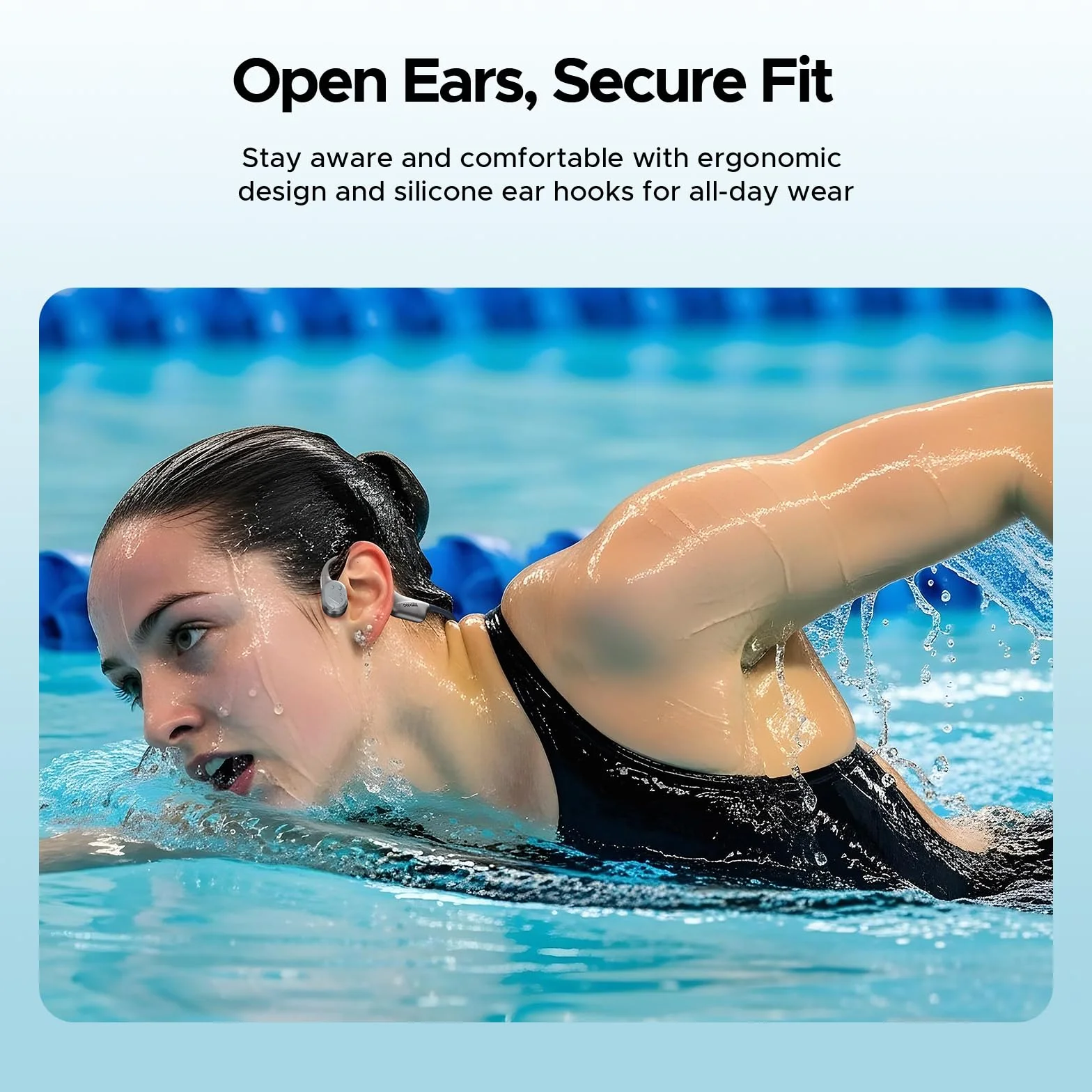 Cuffie Conduzione Ossea IP68 Impermeabili per Nuoto, Auricolari Sportive Bluetooth 5.4, MP3, 32GB, Comodo Silicone, Open-Ear per Corsa, Ciclismo, Palestra,Grigio