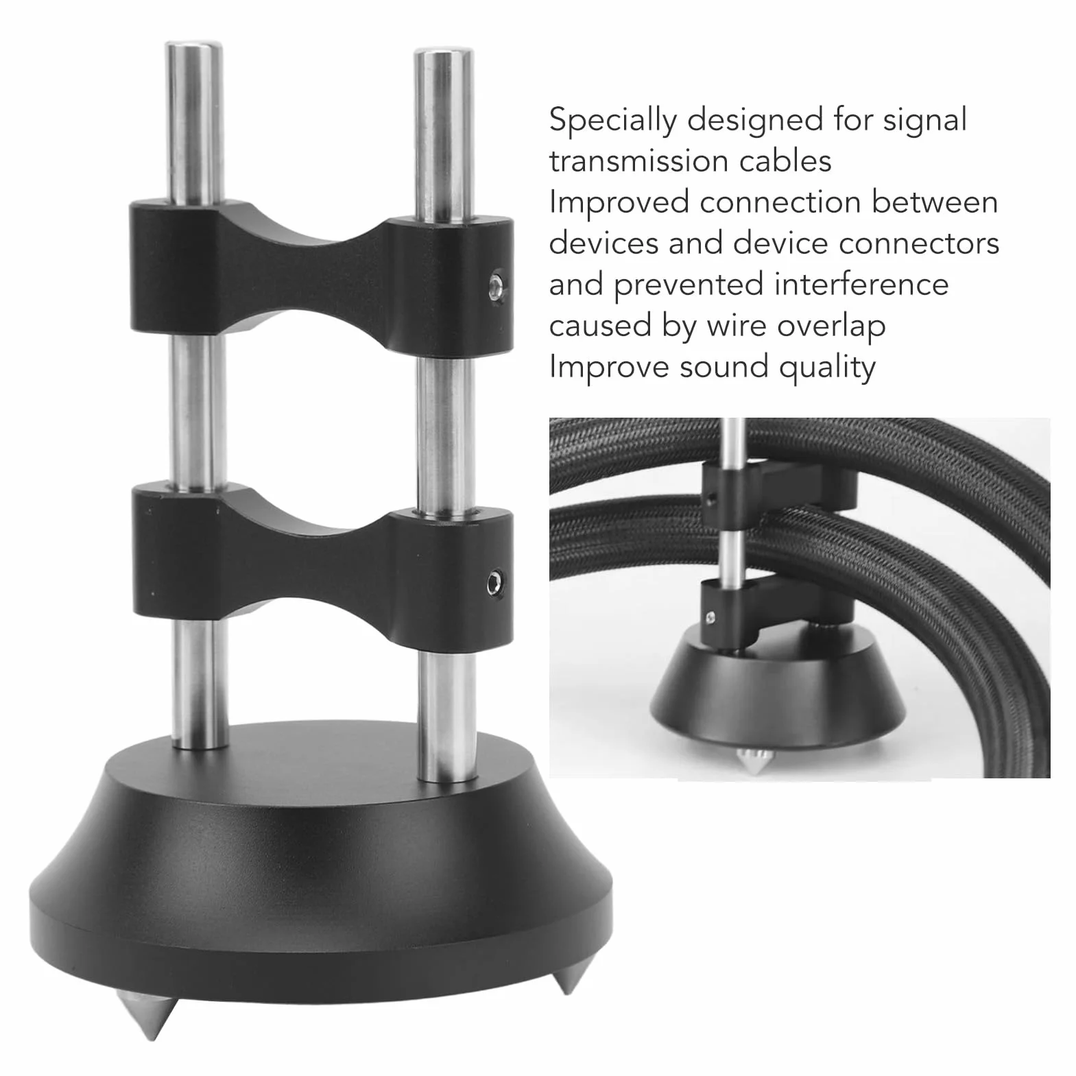 Supporto per Cavi HiFi, Supporto per Cavi in ​​lega di Alluminio Ammortizzante per Amplificatore per Altoparlanti, Lettore CD e DVD, Facile da Usare, Riduce le Vibrazioni,