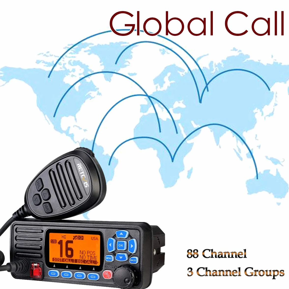 Retevis RA27 Ricetrasmettitore VHF Marino Portatile Impermeabile IP67 DSC GPS 88 Canali
