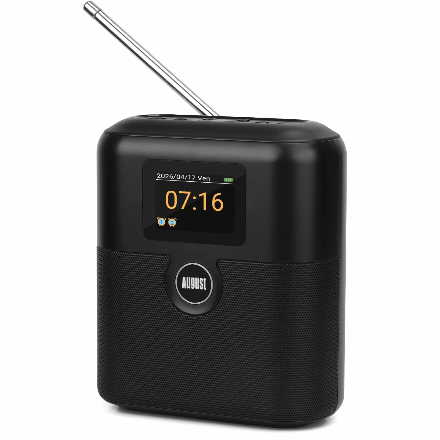 August MB330 Radio DAB Portatile con Bluetooth - DAB/DAB+/FM Radio Digitale, USB Ricaricabile Doppio Radiosveglia, 60 Preset,Timer Spegnimento,AUX In/Out,EQ,Display Colori per Cucina, Camera e Outdoor