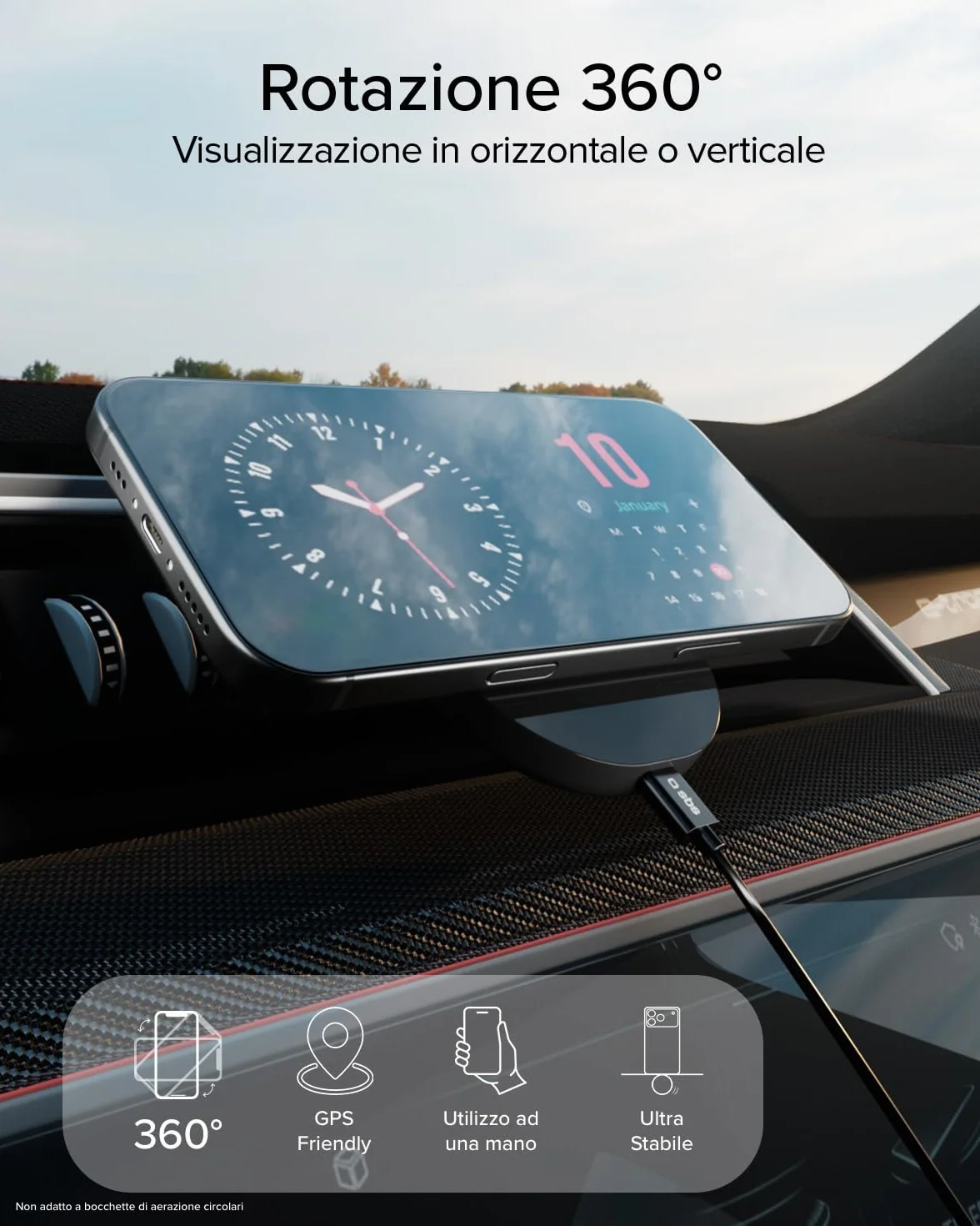 SBS Qi2 15W Caricatore Wireless MagSafe, Porta Cellulare Auto Magnetico, Attacco Bocchetta dell'Aria, Ricarica Rapida, Alimentazione USB-C, Caricabatterie per iPhone, Android, Nero | Attacco Bocchetta dell'Aria, Ricarica Rapida, Alimentazione USB-C, Caric