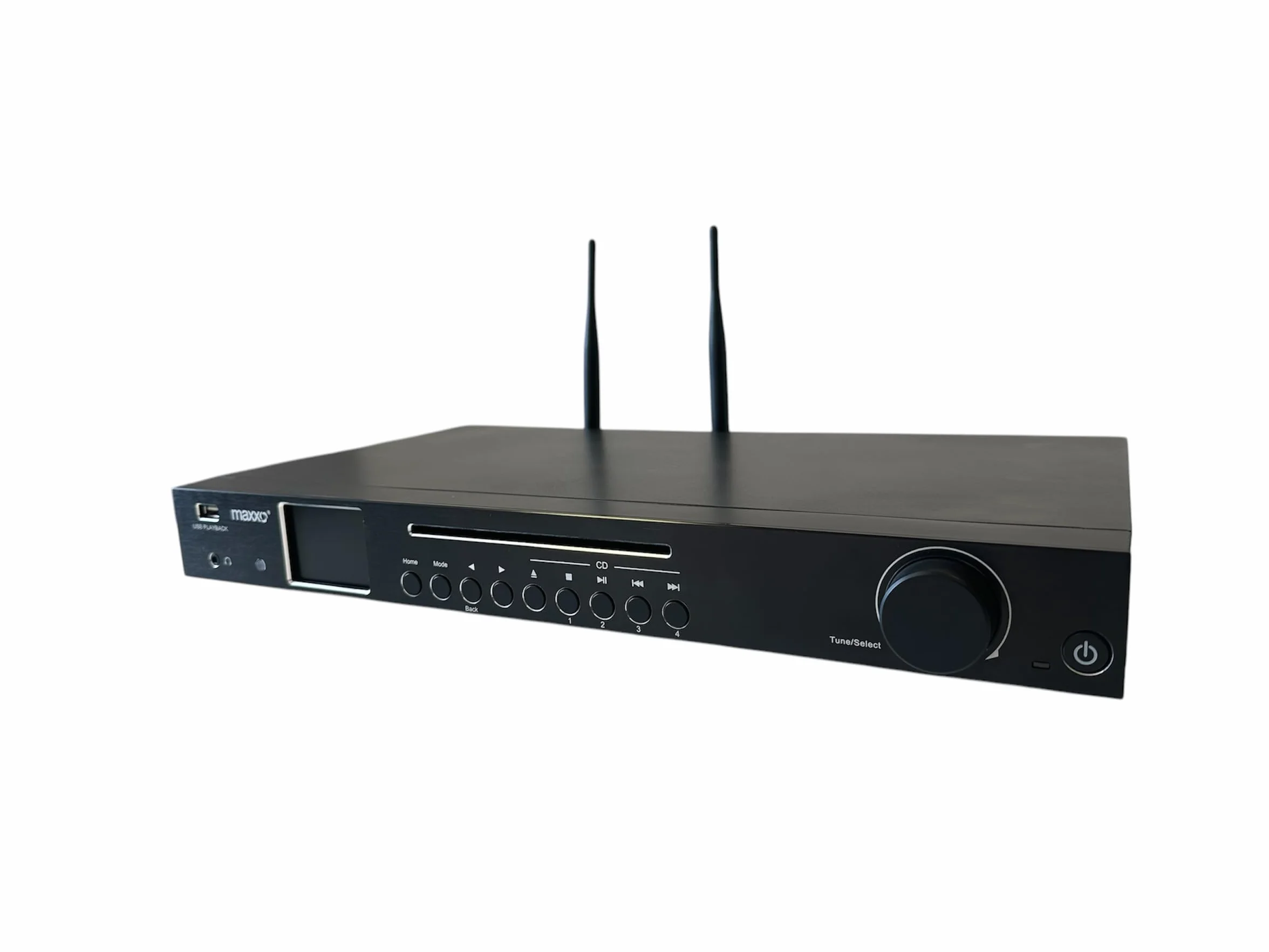 Maxxo TR04CD Hi-Fi Tuner radio digitale DAB+ FM Internet CD Bluetooth Wi-Fi Spotify USB UPnP RDS czarny