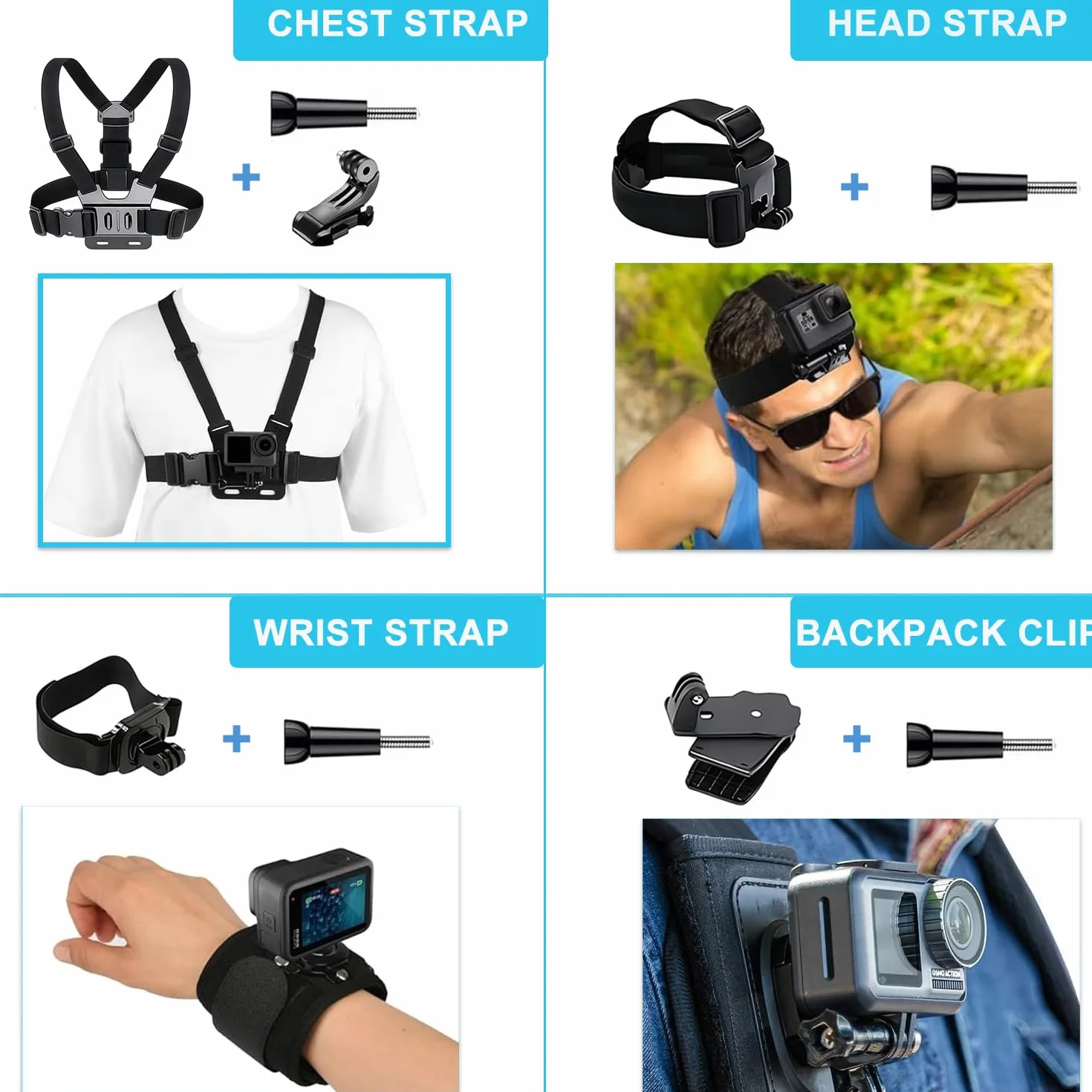 Accessori per DJI Osmo Action 5 Pro/4/3, custodia impermeabile Saprdii, pellicola proteggi schermo, filtro accessori subacquei, supporto per bicicletta selfie stick, supporti per torace/testa/manubrio