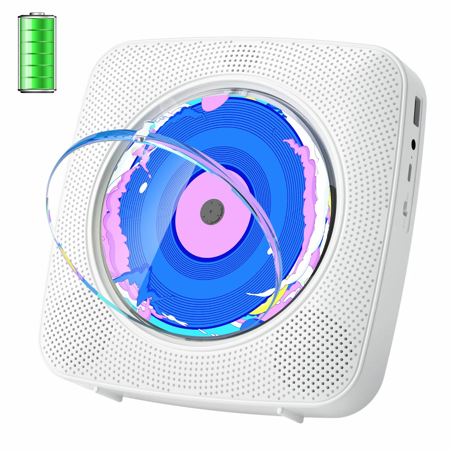 Lettore CD Portatile Bluetooth Kegaudio con Altoparlante USB/AUX Presa per Cuffie Bianco