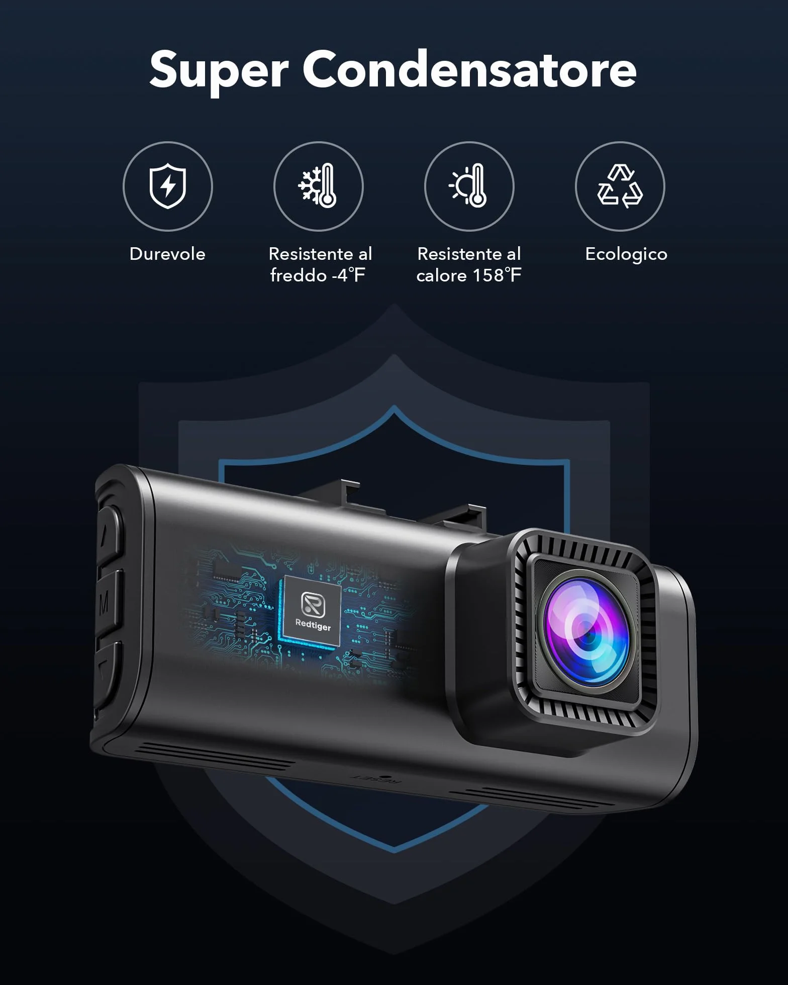 REDTIGER Dash Cam 4K/2.5K Anteriore e Posteriore, STARVIS 2, Schermo IPS 3,18 Pollici, 128 GB Inclusa, WiFi 5,8 GHz, GPS, WDR 170° Grandangolare