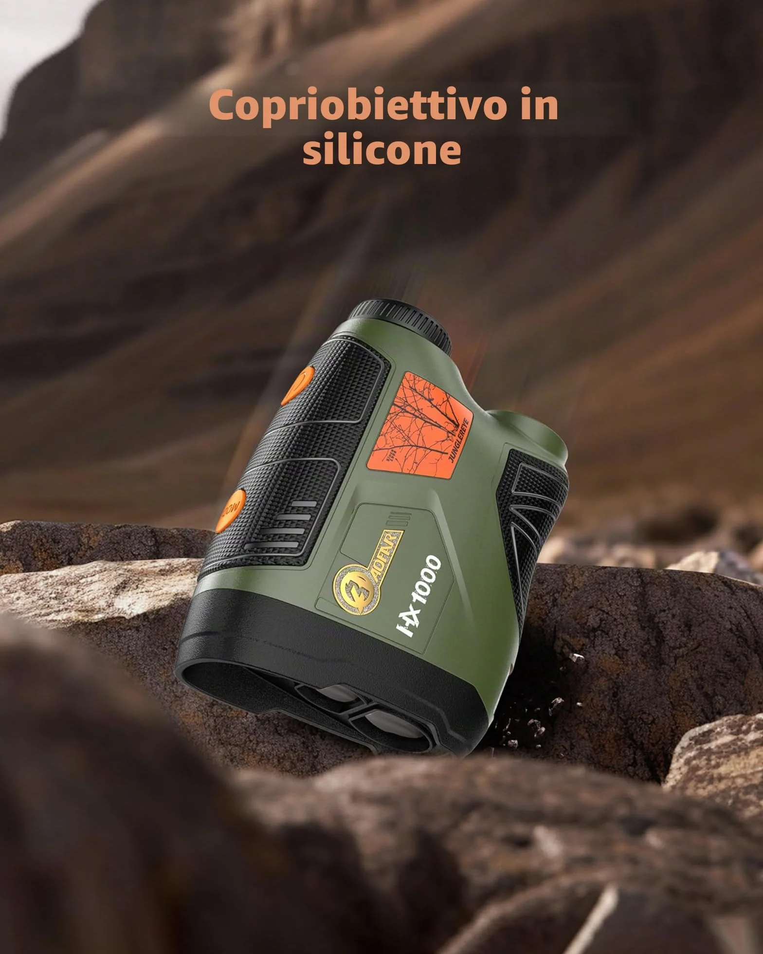 AOFAR HX1000 Telemetro Laser da Caccia 1000 iarde, Misurazione Distanza Angolare e Orizzontale, Modalità Scansione e Velocità, 6x Ingrandimento, Impermeabile, Batteria Inclusa