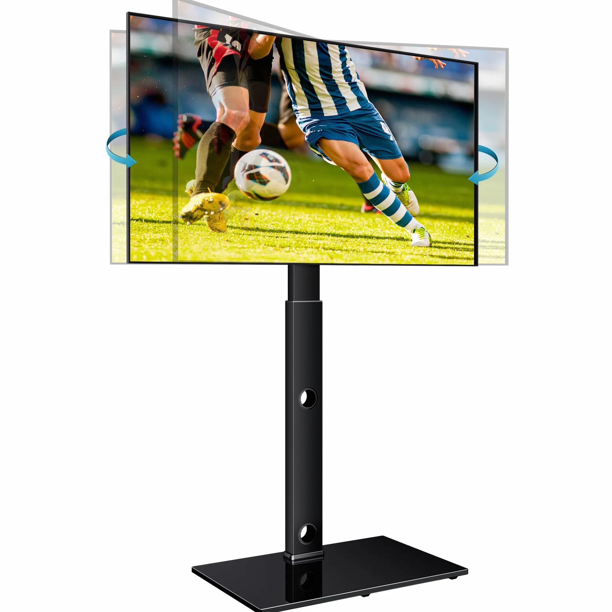 BONTEC Supporto da pavimento per TV 30-70 pollici LED LCD OLED plasma piatto curvo, altezza regolabile, VESA 600x400mm, 40kg