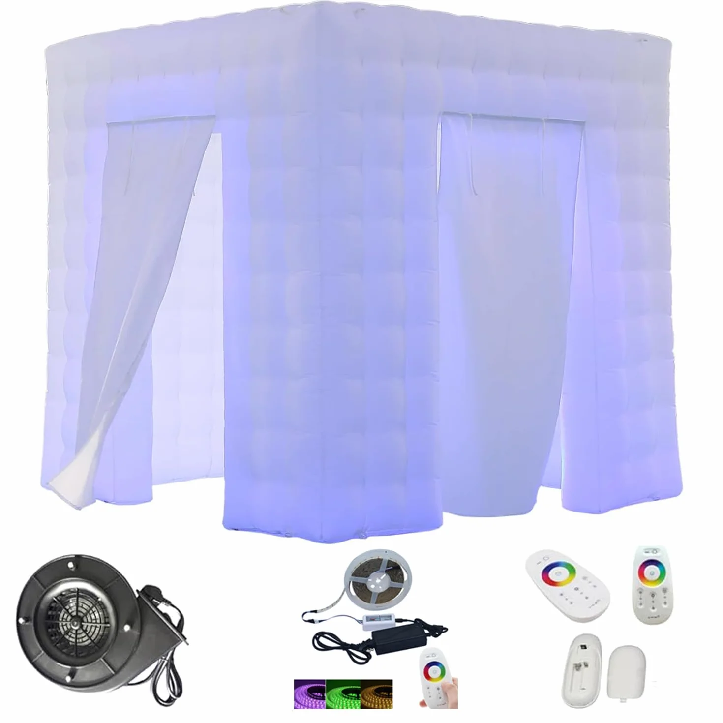 SAYOK Recinzione gonfiabile per cabina fotografica, tenda gonfiabile per cabina fotografica a LED da 2,5 m, per matrimoni, feste, promozioni, pubblicità (due porte)