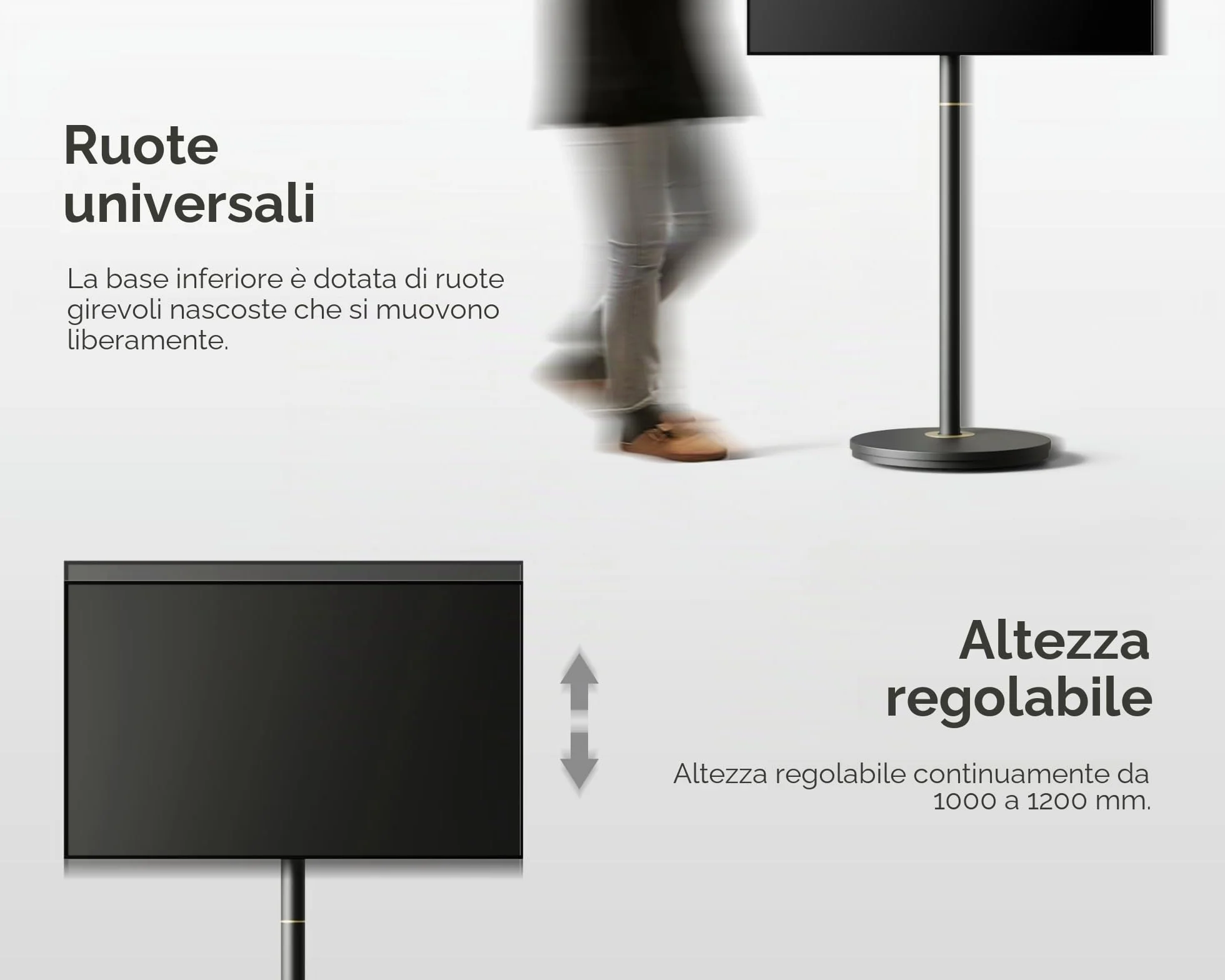 FITUEYES Supporto TV da Pavimento per 24" - 48" Televisore Portatile con Ruote Massima 20 kg Regolazione Altezza Massimo VESA 200 * 200mm Serie Master
