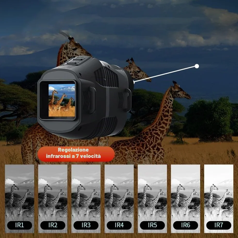 SPORTARC Dispositivo monoculare di visione notturna, risoluzione 1080p, zoom digitale 10X, distanza di visualizzazione 800m