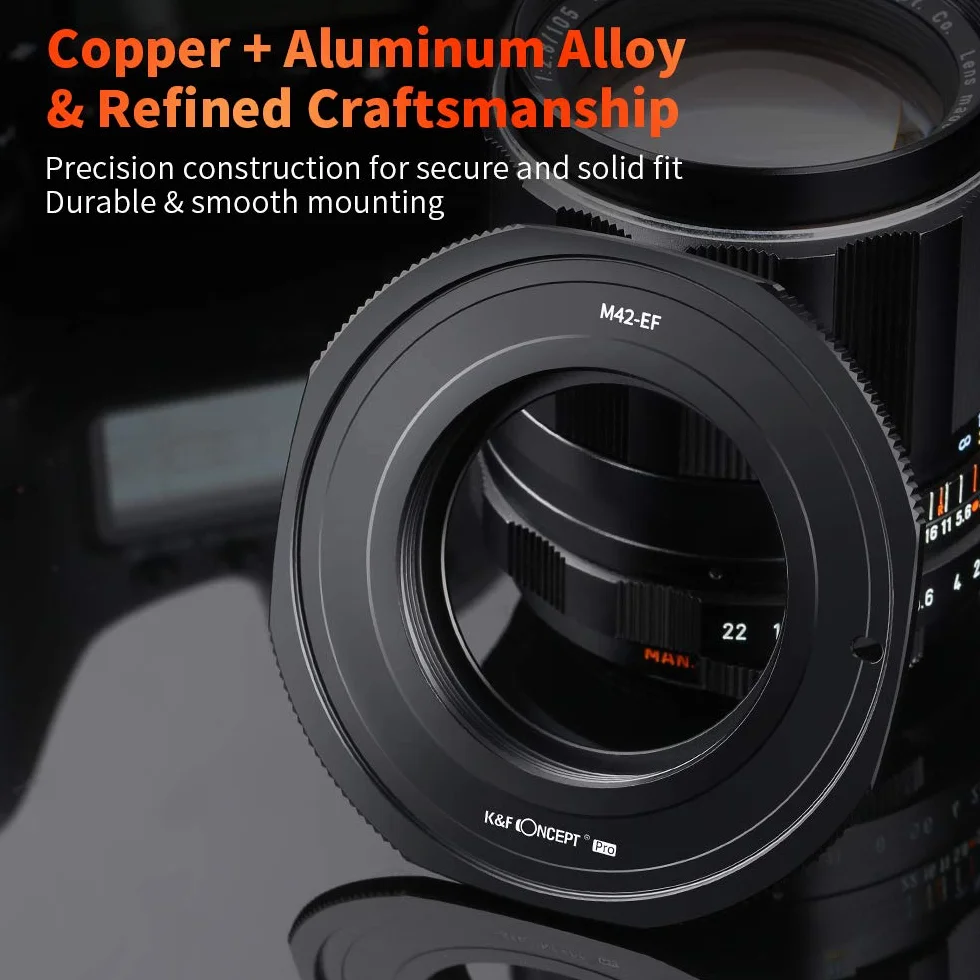 K&F CONCEPT Anello Adattatore per Obiettivo M42-EOS Adatto per Obiettivi M42 su Anelli Adattatore per Obiettivo Fotocamera Compatibile con Canon EOS DSLR
