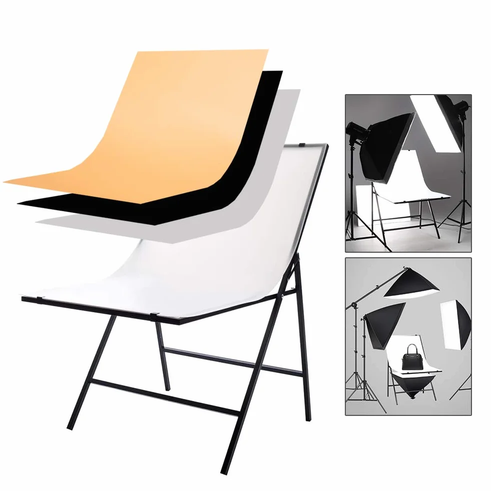 60X100cm Tabelle per Fondali per La Fotografia di Prodotti, Pieghevole Alluminio Fotografico Tabella con Tre PVC Sfondi, Tavoli da Tiro con Sfondo Fotografico per Still Life di Ripresa del Prodotto