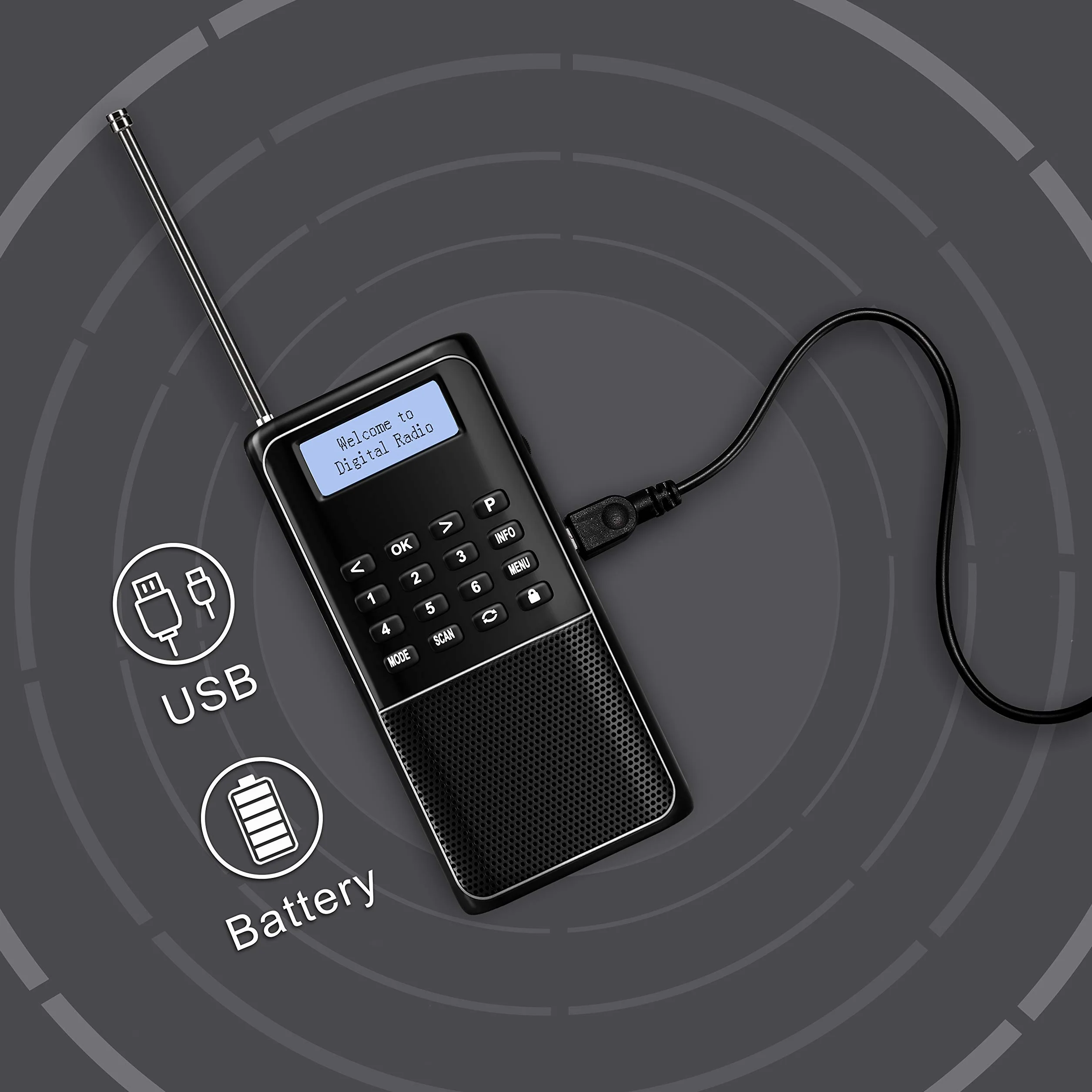 Raddy RD23 Radio Digitale Portatile DAB/DAB+ con Bluetooth, 110 Stazioni Salvate, Radio FM, Ricaricabile via USB-C, Radio Tascabile con Display Chiaro per Casa e Viaggio (Nero)