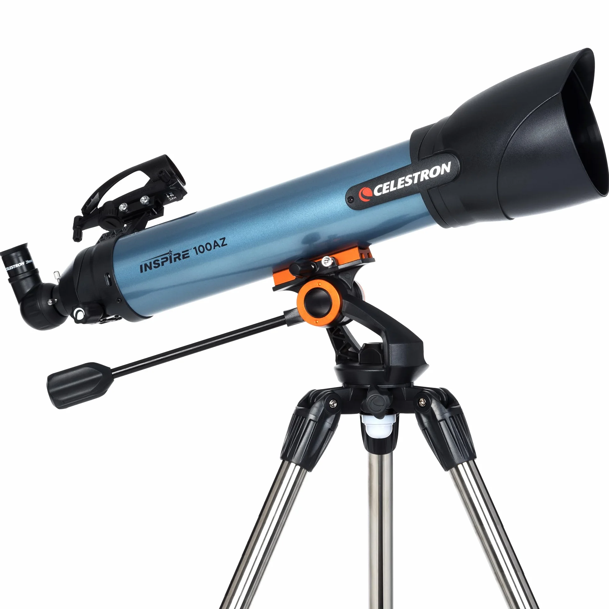 Celestron 22403 Inspire 100AZ Telescopio rifrattore con adattatore per smartphone incorporato, blu