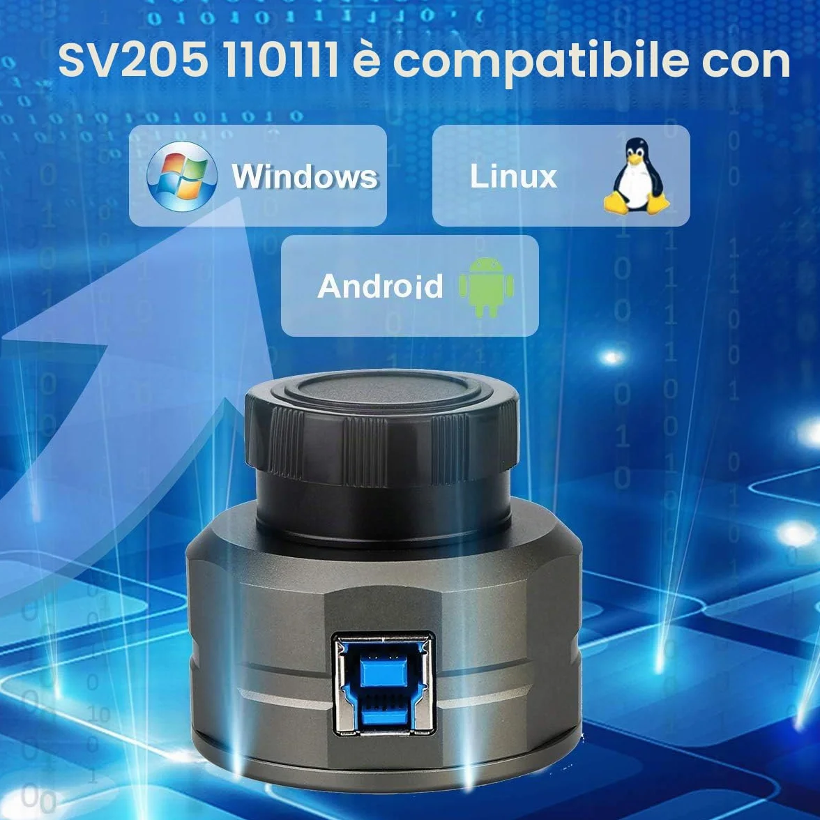 Svbony SV205 Oculare Elettronico 1.25 Pollici, Tocamera Telescopio USB3.0 da 8MP, Colore CMOS Fotocamera Astronomica Digitale, Telescopio Oculare per Fotografia Lunare Planetaria Astronomica