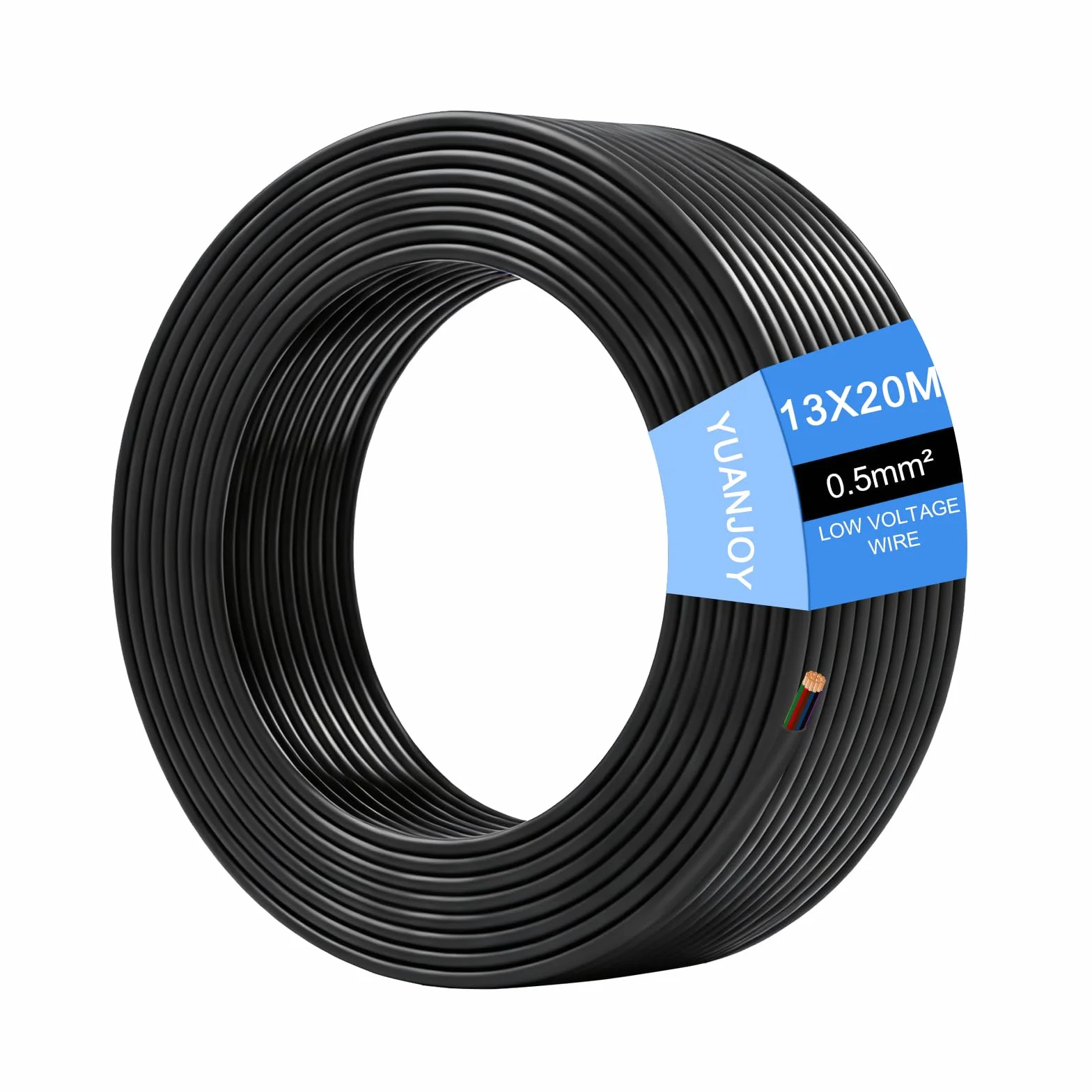 13 Conduttori 0,5mm² 20 Metri Cavo per Auto – Cavo per Rimorchio Multifilare, Conduttore di Terra Rotondo, Nero, per Roulotte, Camion, Rimorchi