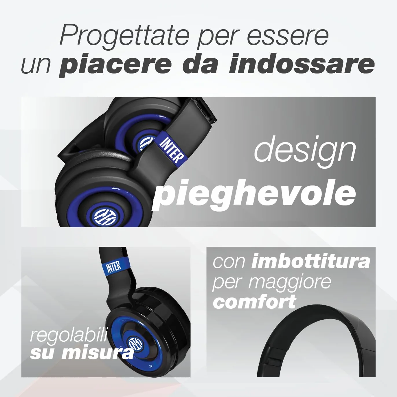 Inter -Cuffie Senza Filo Cuffie Wireless Over-Ear Bluetooth Senza Fili Pieghevoli, con Microfono Incorporato, HiFi Stereo, Micro SD Slot, FM Radio per iPhone/Android/Viaggio/PC (+ power bank 4500)