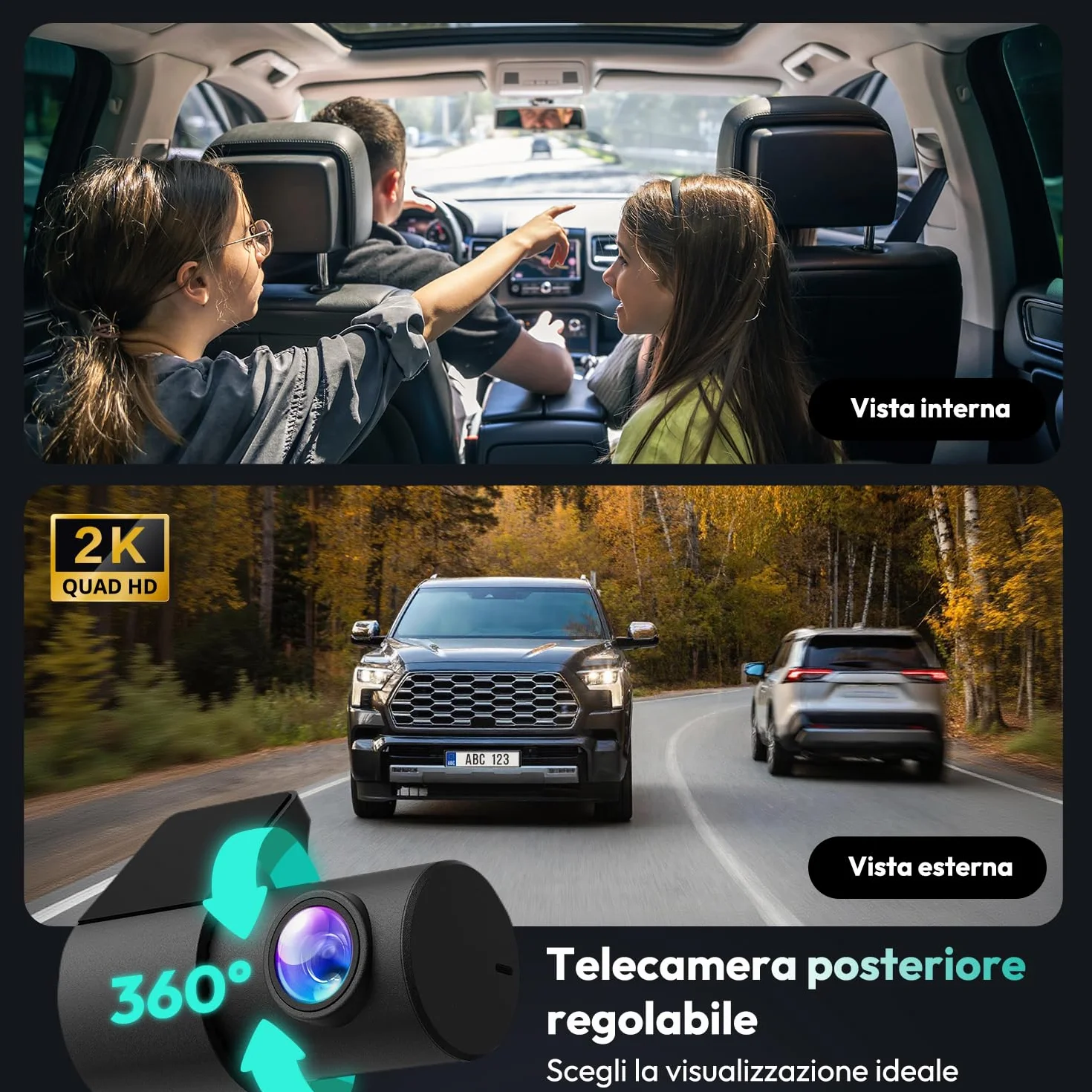 BOTSLAB Dash Cam Auto 4K+1080P con GPS e WiFi, Telecamera Auto Fronte/Retro SD 64GB inclusa, ADAS, Visione Notturna, Grandangolo 170°WDR, IPS da 2,45",Registrazione in Loop, Parcheggio 24 (G980H)
