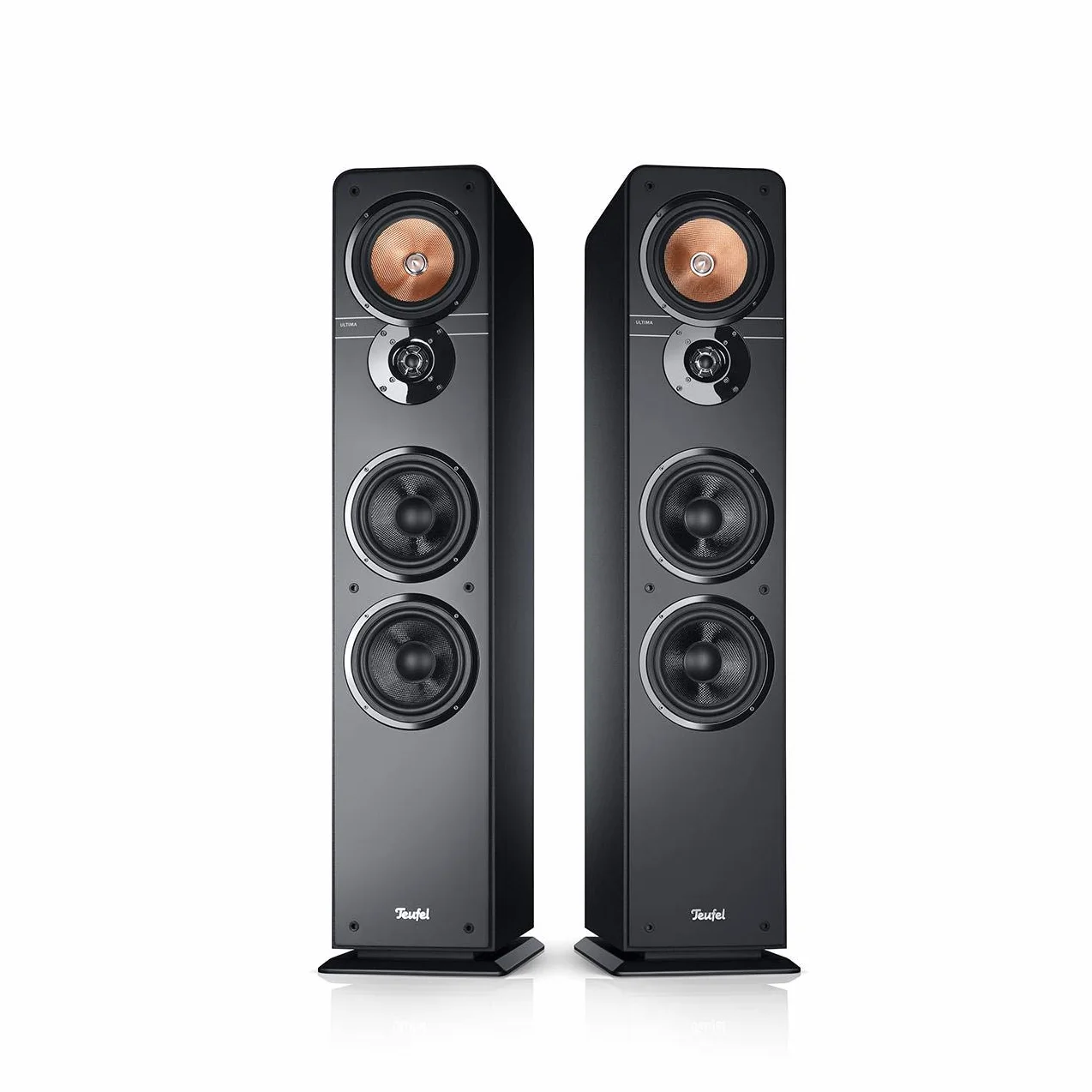 Teufel Ultima 40 - Altoparlanti HiFi Stereo da Pavimento, Coppia di diffusori hi-fi da pavimento di alta classe, sistema a 3 vie, bass reflex, musica, sonorizzazione di film, giochi - nero