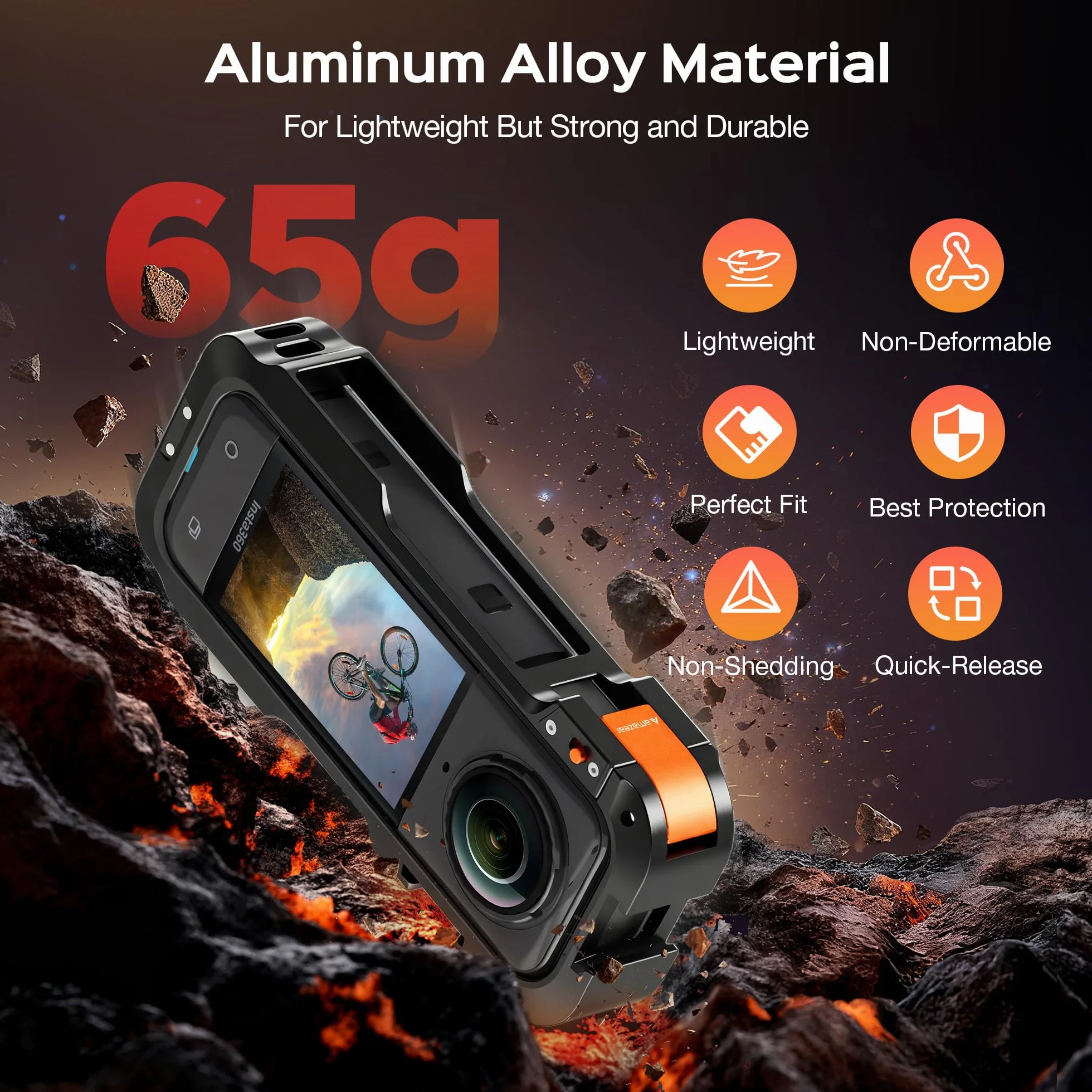 Amazear Custodia protettiva in metallo per accessori Insta360 X5, telaio multifunzione Insta 360 X5, struttura in alluminio con blocco a sgancio rapido, vari supporti di espansione