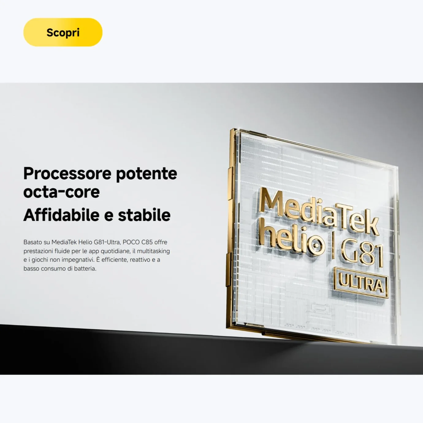 XIAOMI POCO C85, Smartphone 6+128GB, Display 6,9" 120Hz 7,99mm Design, MediaTek Helio G81-Ultra Octa-core, Doppia fotocamera AI da 50MP, 6000mAh, garanzia di 2 anni, Nero, Caricabatteria non incluso