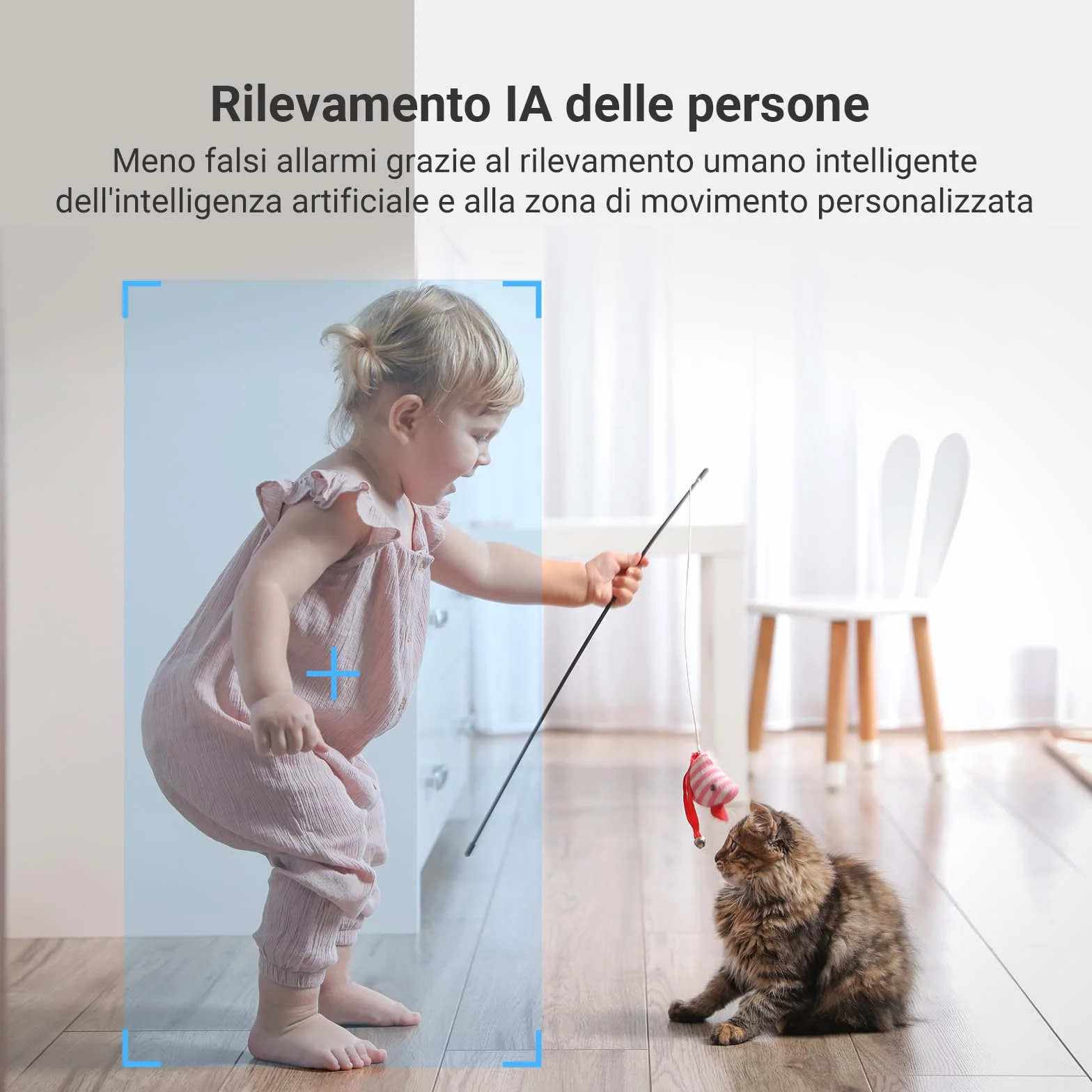 EZVIZ CB2 1080P - Telecamera di sorveglianza WiFi per interni senza fili, batteria 2000 mAh, videocamera per bambini WiFi 2.4 Ghz, rilevamento persona, 5 m visione notturna, audio bidirezionale, tipo