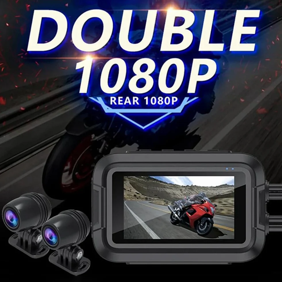 V9 Del Motociclo Dashcam WiFi 1080P Anteriore Posteriore Della Macchina Fotografica Impermeabile Del Motociclo Videoregistratore con Monitor Parcheggio