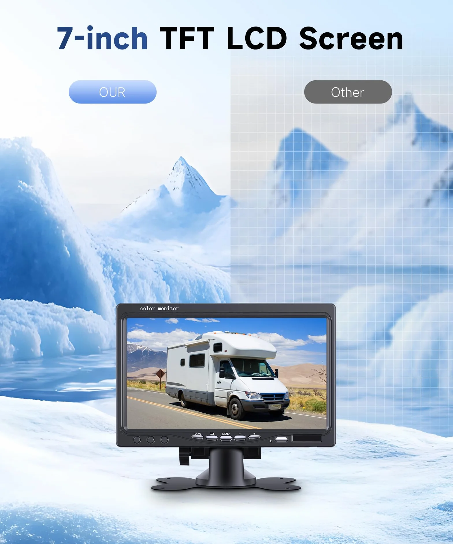 Telecamera Posteriore per Auto con 2 Telecamere, Monitor LCD da 7 Pollici Telecamera per Auto Kit,Impermeabile IP68,18IR Visione Notturna, 10M+15M Cavo Video per Auto/Bus/Camion/Camper/Furgone 12V-24V