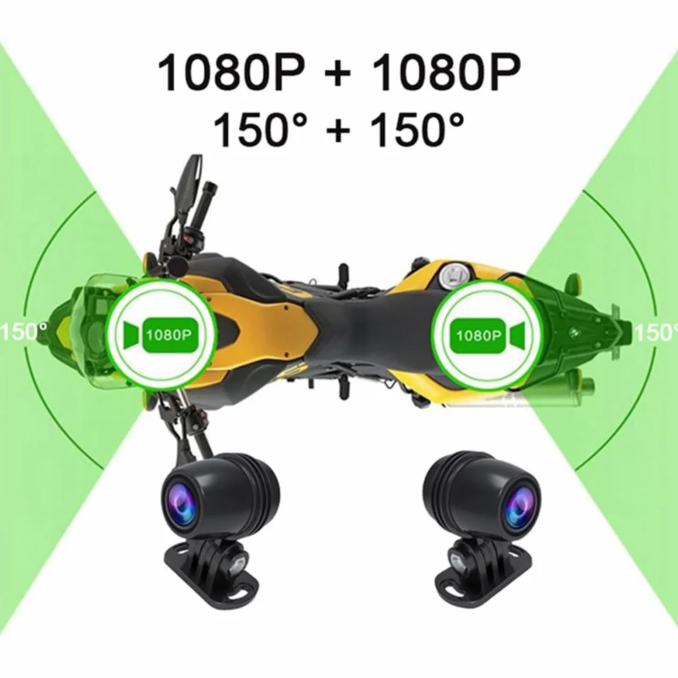 V9 Del Motociclo Dashcam WiFi 1080P Anteriore Posteriore Della Macchina Fotografica Impermeabile Del Motociclo Videoregistratore con Monitor Parcheggio