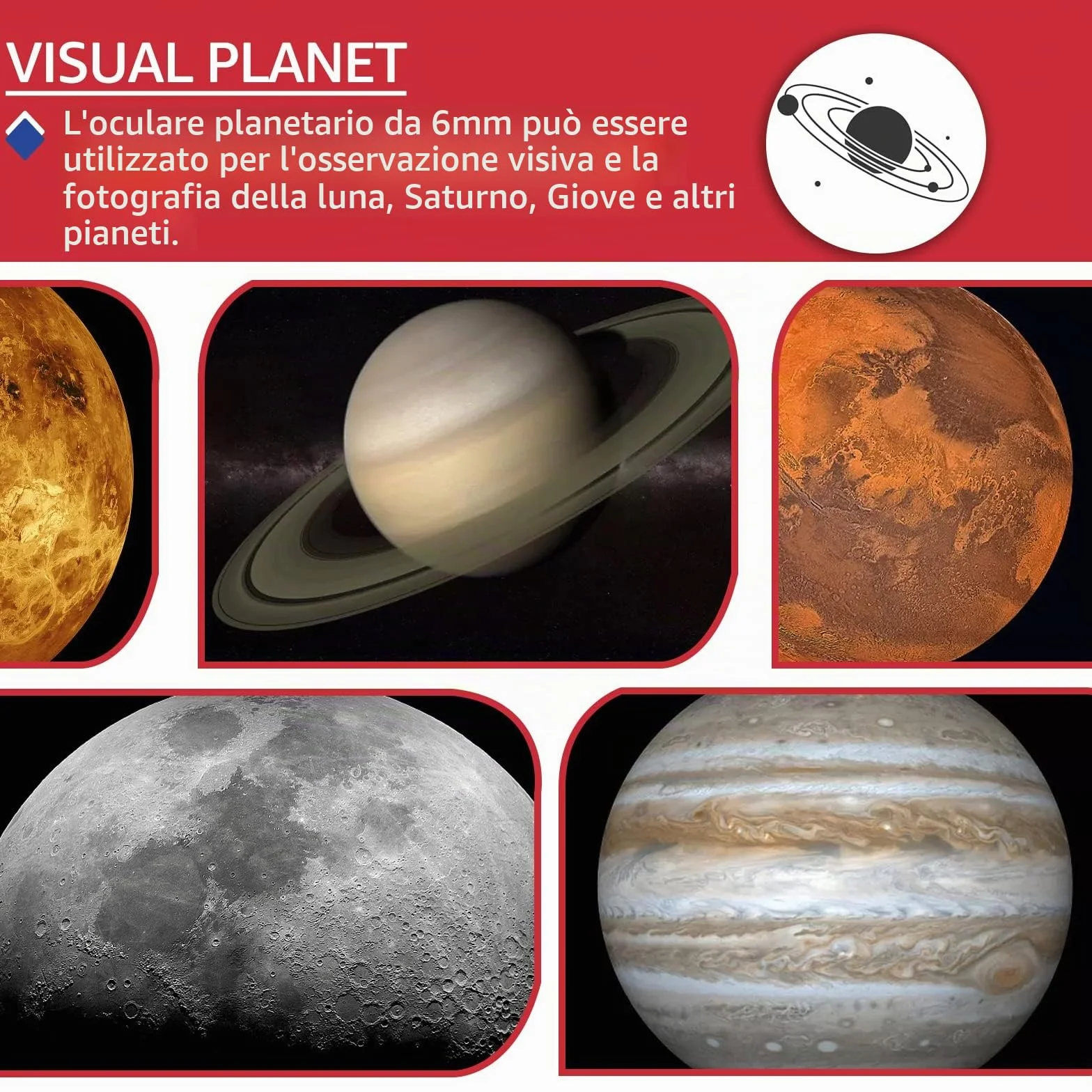 Svbony Oculare Telescopio da 6 mm, Oculare Grandangolare da 68°, Planetario Oculares 1,25", Accessori per Telescopi Astronomici con Lente FMC, per L'osservazione dei Pianeti Della Luna