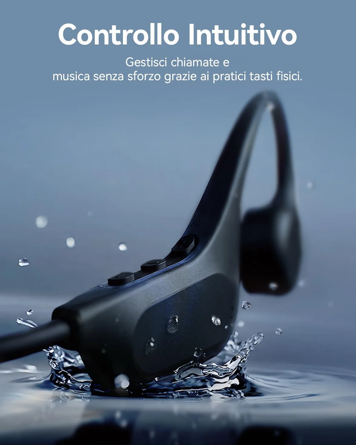 SANAG Cuffie Conduzione Ossea, Bluetooth 5.3 Cuffie Sportive Wireless, Impermeabili IPX8 con Memoria Integrata, Design Open-Ear, Tasti Fisici Tattili, per Corsa, Fitness e Nuoto, Nero