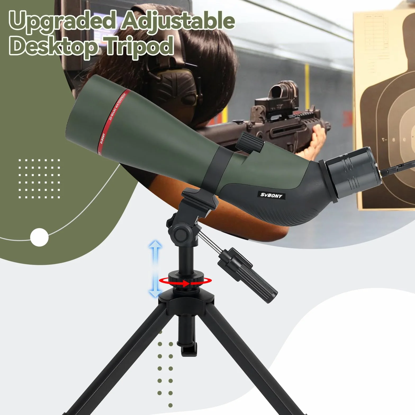 Svbony SA412 20-60x80 Spotting Scopes con WIFI Camera, HD Spotting Scope con Treppiede da Tavolo, Cannocchiale a Lungo Raggio, Cannocchiale Antiappannamento Impermeabile FMC per Tiro al Bersaglio