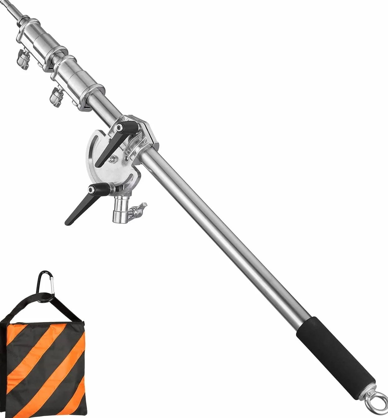 Braccio allungabile in acciaio inox per treppiede leggero e treppiede C, da 3,6 piedi a 8,2 piedi Braccio regolabile con sacchetto di sabbia per Studio Softbox Reflector