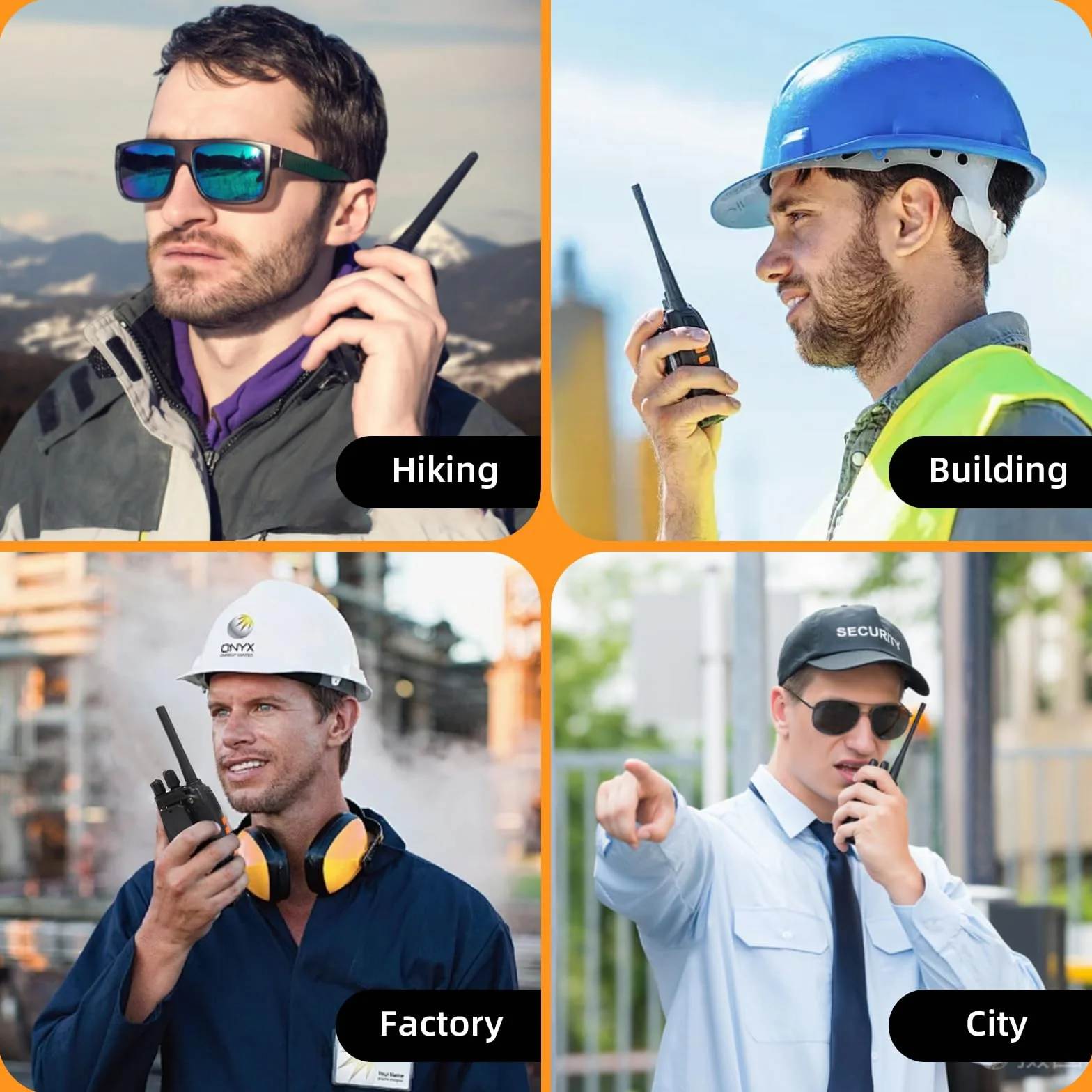 Walkie-Talkie PMR446 Ricaricabile Lunga Distanza 16 Canali VOX CTCSS/DCS Radio FM Ricetrasmettitore Portatile Walkie Talkie Professionali Con Auricolare