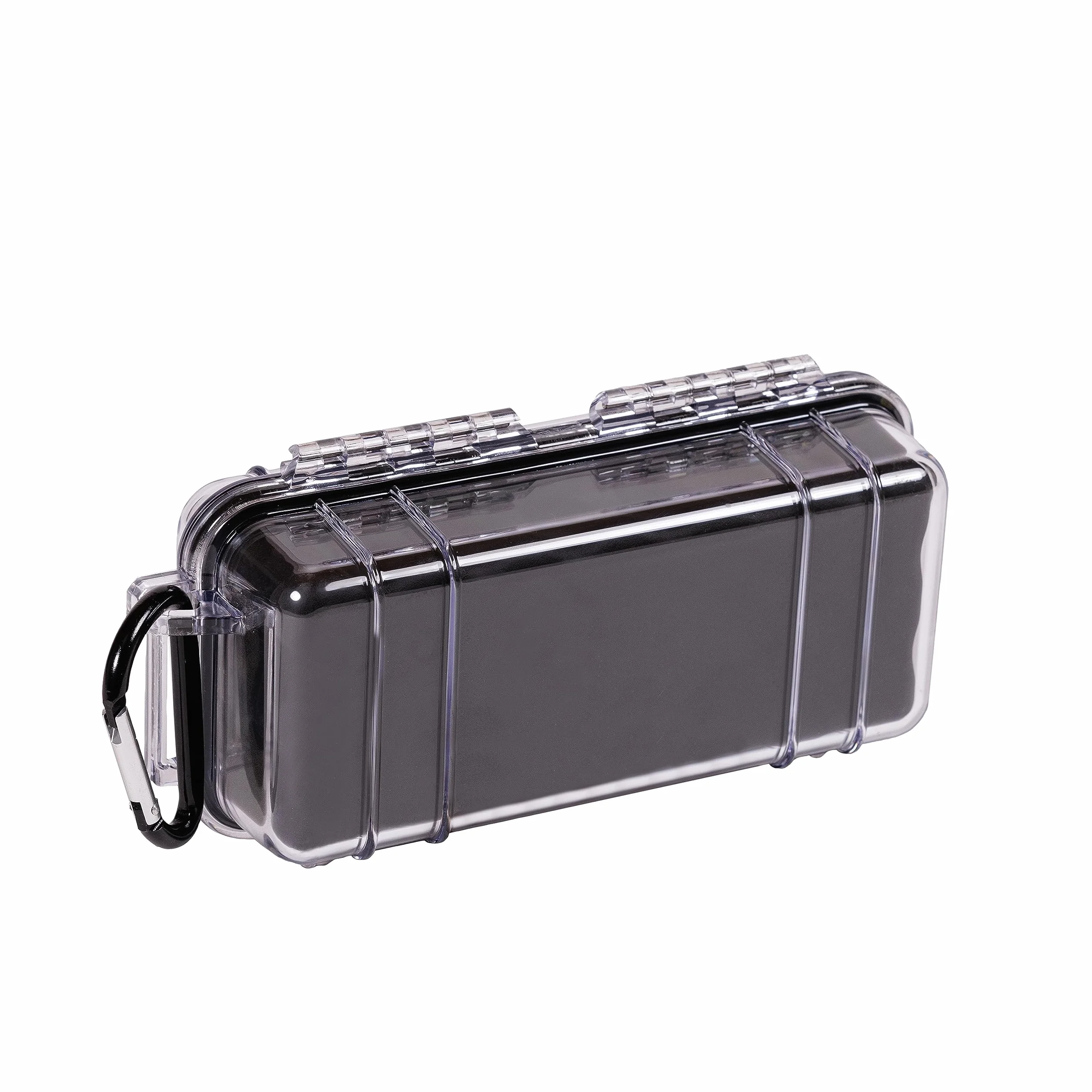 PELI 1030 Piccoli dispositivi elettronici per valigette da viaggio, IP67 Impermeabile e a Prova di Polvere, Capacità di 0,6L, Prodotto in USA, Colore Trasparente/Nero