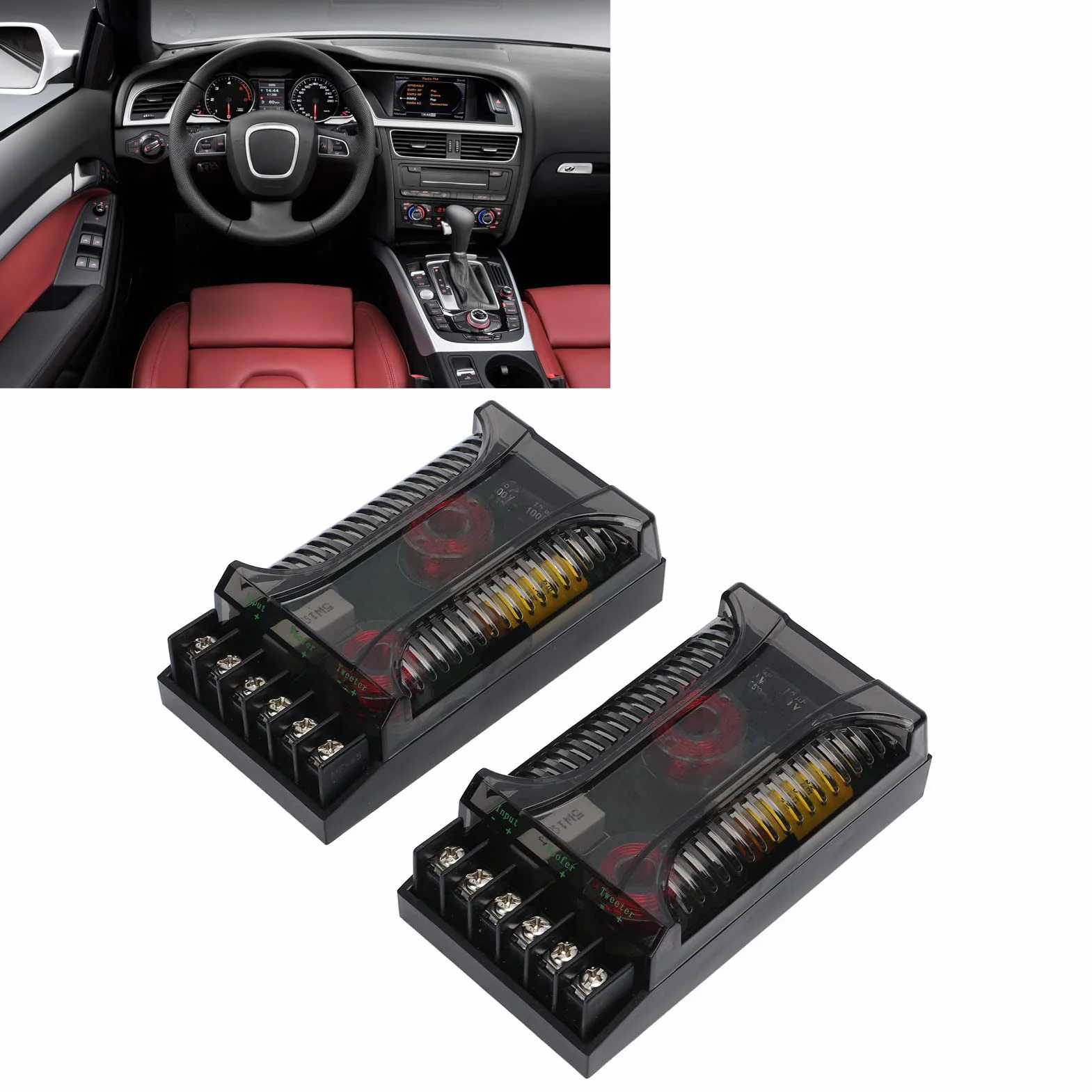 Divisore Di Frequenza Auto 2 Vie Crossover Protezione Sovracorrente Dissipazione Calore Universale Compatibile Con Altoparlanti Auto 2 Pezzi