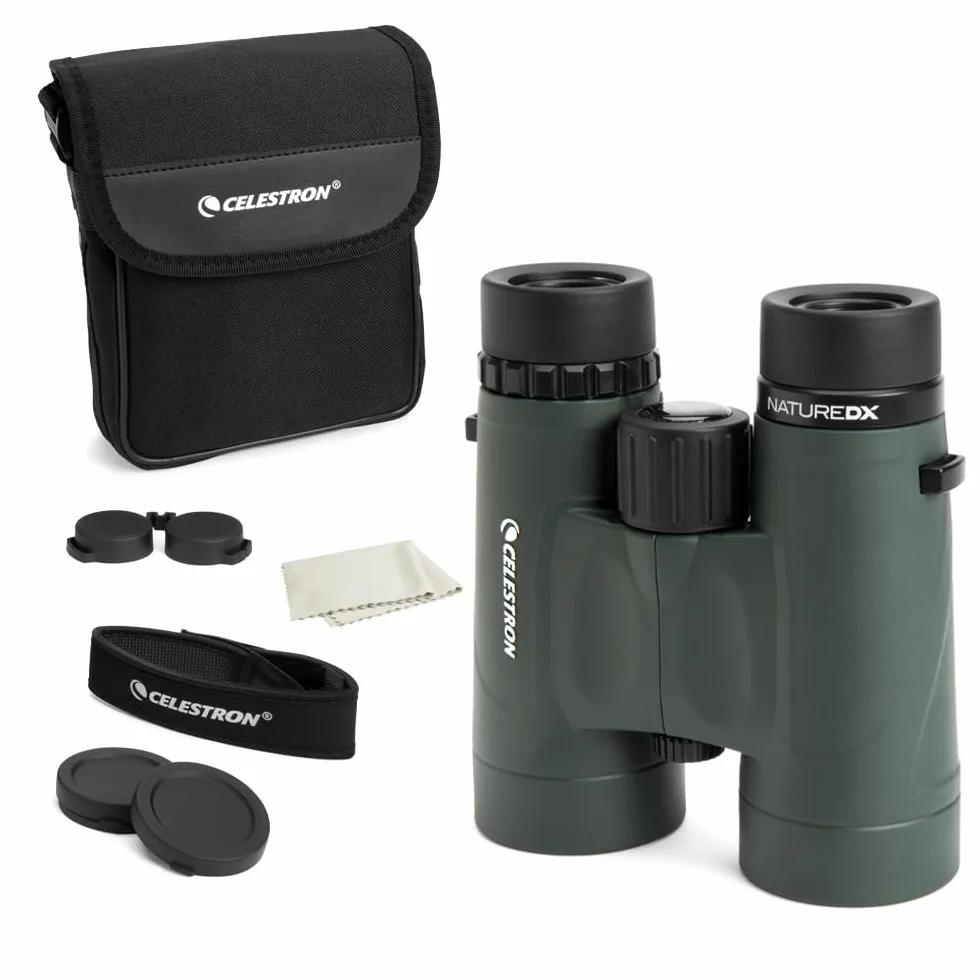 Celestron 71333 Binocolo Nature DX 10x42 mm con obiettivo multistrato, vetro a prisma BaK-4 e custodia per il trasporto, verde