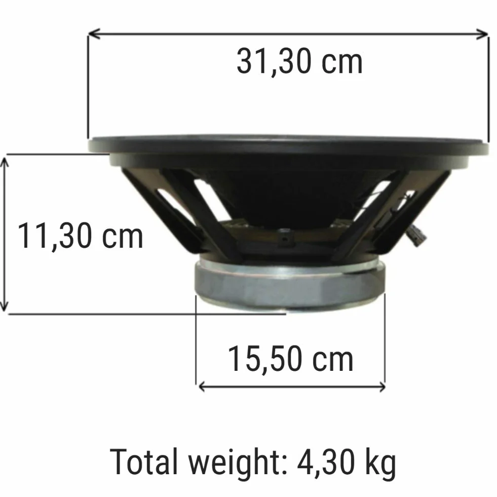 MASTER AUDIO 1 WOOFER PA12/8 altoparlante diffusore da 30,00 cm 300 mm 12" da 440 watt rms e 880 watt max con impedenza 8 ohm sensibilità 95 db, 1 pezzo