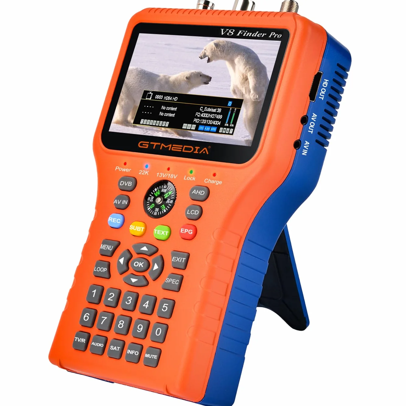 GTMEDIA V8 Finder Pro misuratore di campo digitale terrestre e sat DVB-S2X / S2 / T2 / C, Misuratore Segnale TV e Sat T2 MPEG-2/4 H.264 / H.265 localizzatore satellitare