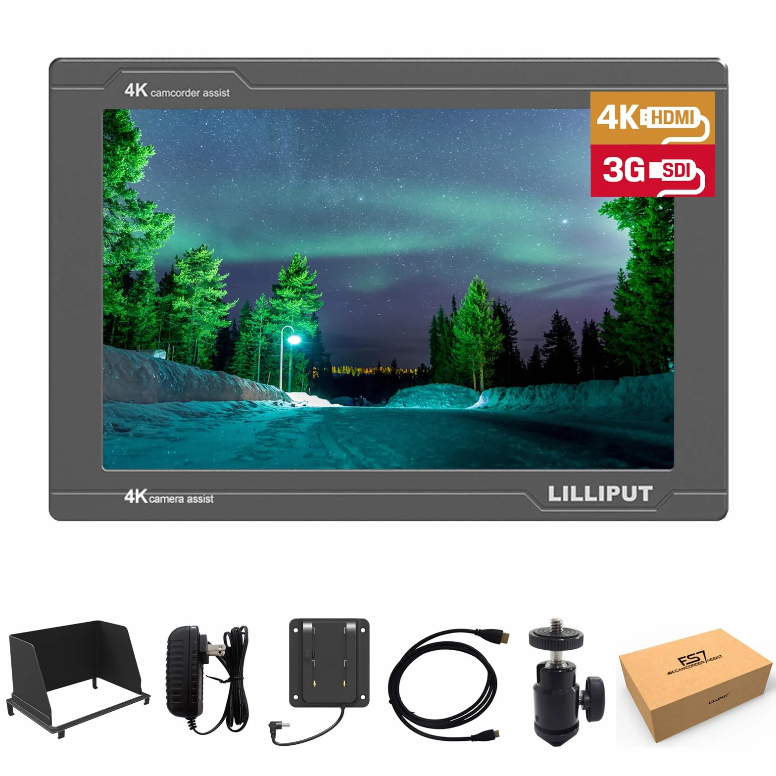 LILLIPUT FS7 7 pollici Telecamera Field Monitor Full HD 1920x1200 IPS Monitor Camera con forma d'onda, Vectorscope & Istogramma, 4K HDMI & 3G-SDI Ingresso/Uscita – DSLR Monitor für Regisseure und
