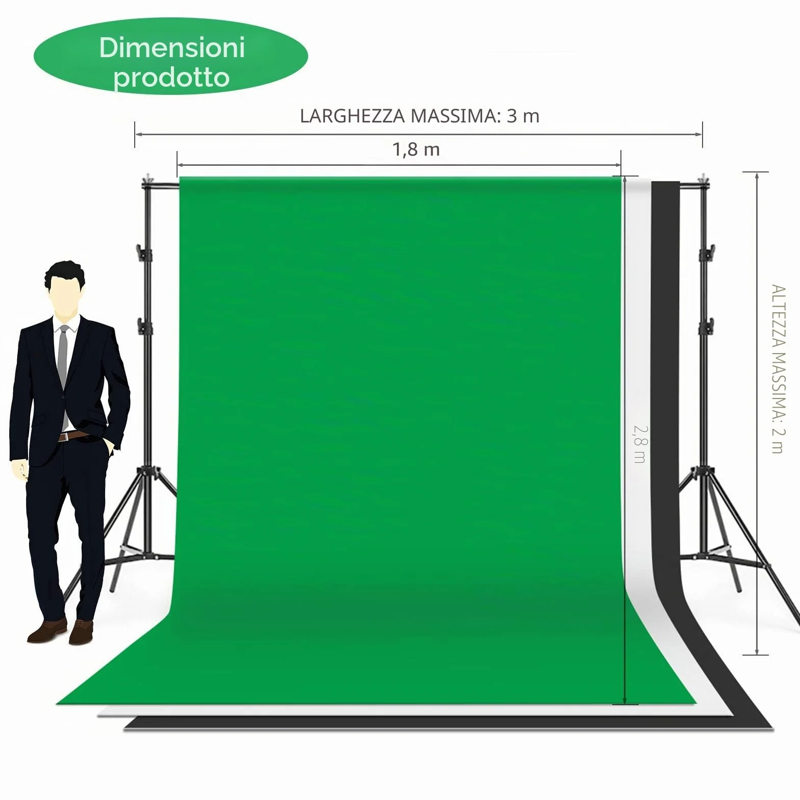 Andoer Set Fotografico, Studio Fotografico Kit di Illuminazione 1.8x 2.8m/6x9ft con Sistema per Sfondo 135W 5500K Ombrello Softbox Softbox kits 5in1 Reflector for Photo Studio Fotografia Video