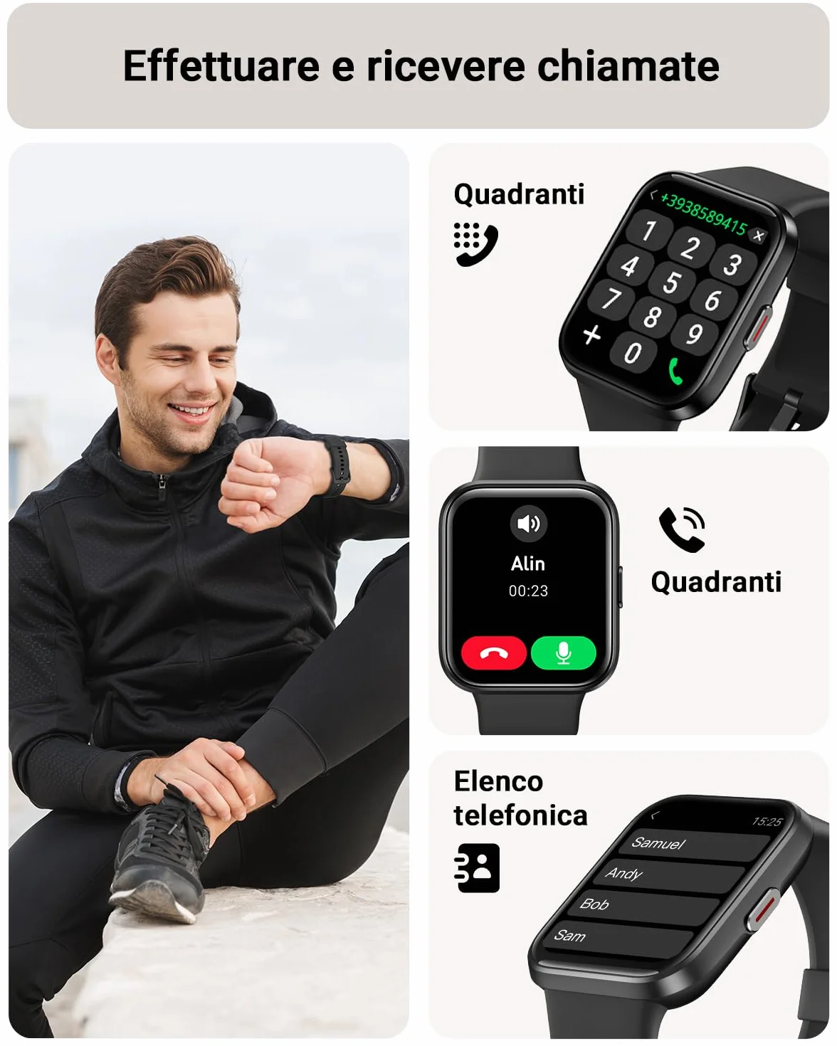 Tensky Smartwatch Uomo 1,85" Orologio Smart Watch Donna 3ATM con Chiamate, Alexa Integrata, 110+ Sport, Contapassi Monitoraggio Sonno SpO2 Frequenza Cardiaca per Samsung Android iOS