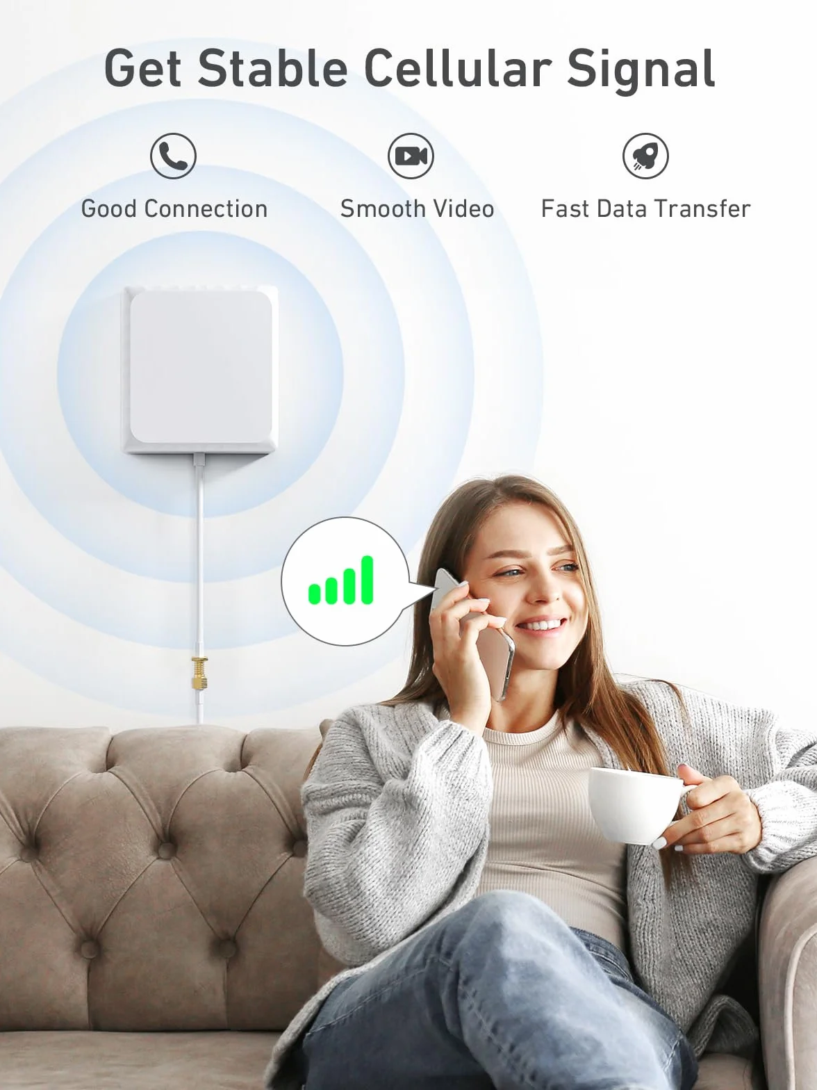 Ripetitore Segnale Cellulare Banda 20/8/7 4G 3G Supporta Wind Tre TIM e Iliad, ecc Amplificatore Segnale Cellulare Per la Casa Ufficio Ripetitore GSM con Antenna Omni