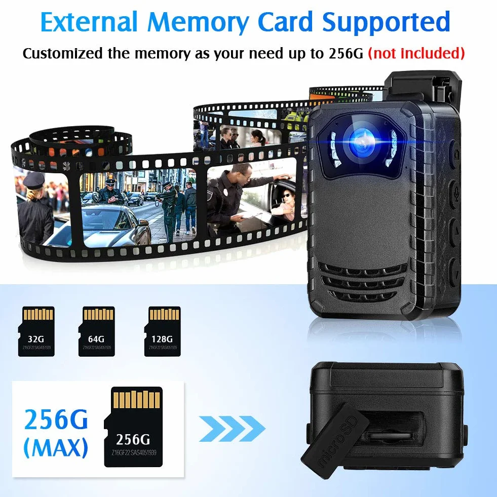 BOBLOV N9 Mini Body Camera, 64 GB Full HD 1296P Body Mount Camera Piccola telecamera, Bodycam portatile per visione notturna della polizia per la protezione quotidiana