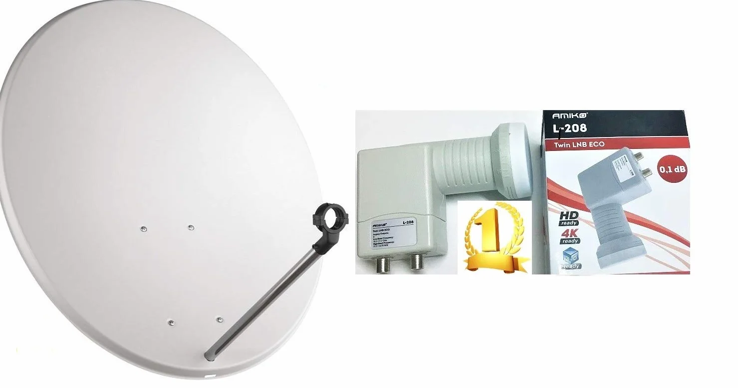 PARABOLA 40 CM ACCIAIO ANTENNA SATELLITARE PER SKY,TIVUSAT+ LNB OCCHIO 2 USCITE