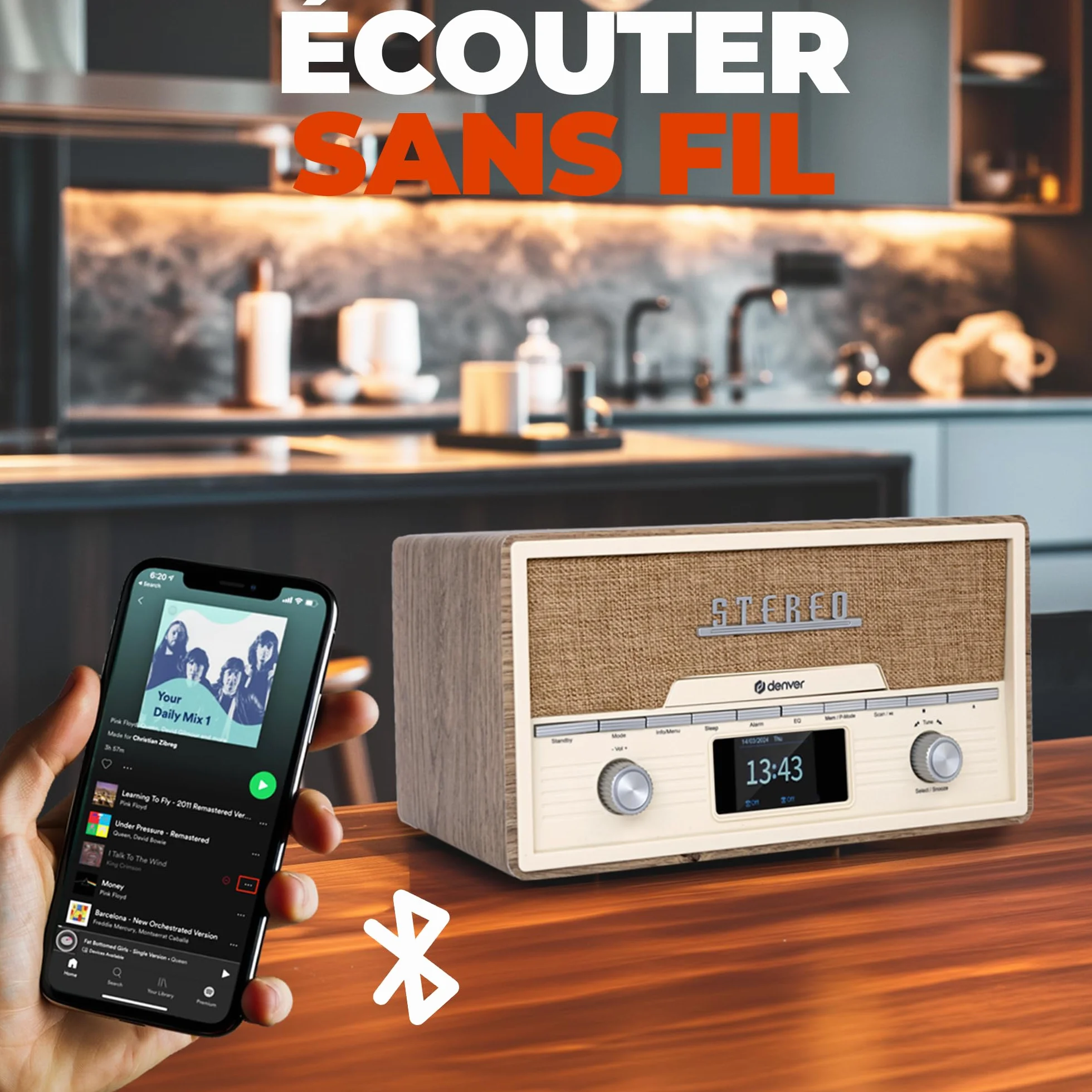 Denver Retro Dab+/FM Radio con CD/BT/USB MDA-525LW
