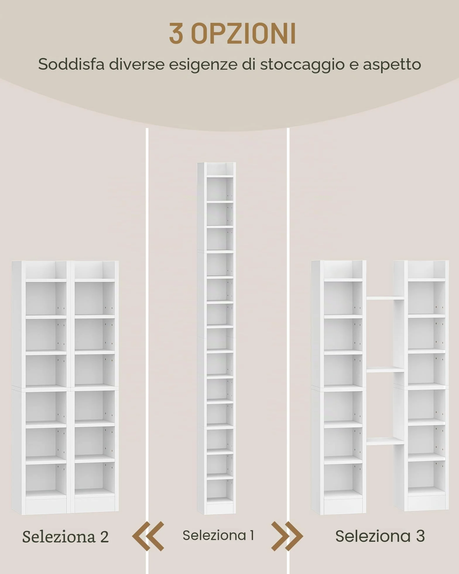 Hzuaneri Porta CD DVD a Colonna, 272 CD, 14 Ripiani Regolabili, Supporto di Archiviazione, 17 x 20 x 213 cm, Mobile Libreria Alto Salvaspazio per Soggiorno, Studio, Bianco CR21403XV1
